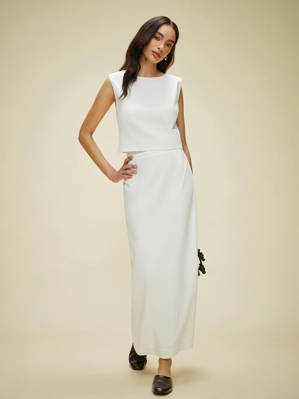 Cotton & Linen Split-Back Skirt Set - Takermore