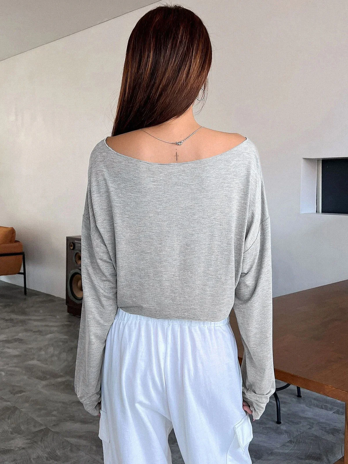 Casual Off-Shoulder Long Sleeve Short T-Shirt - Takermore