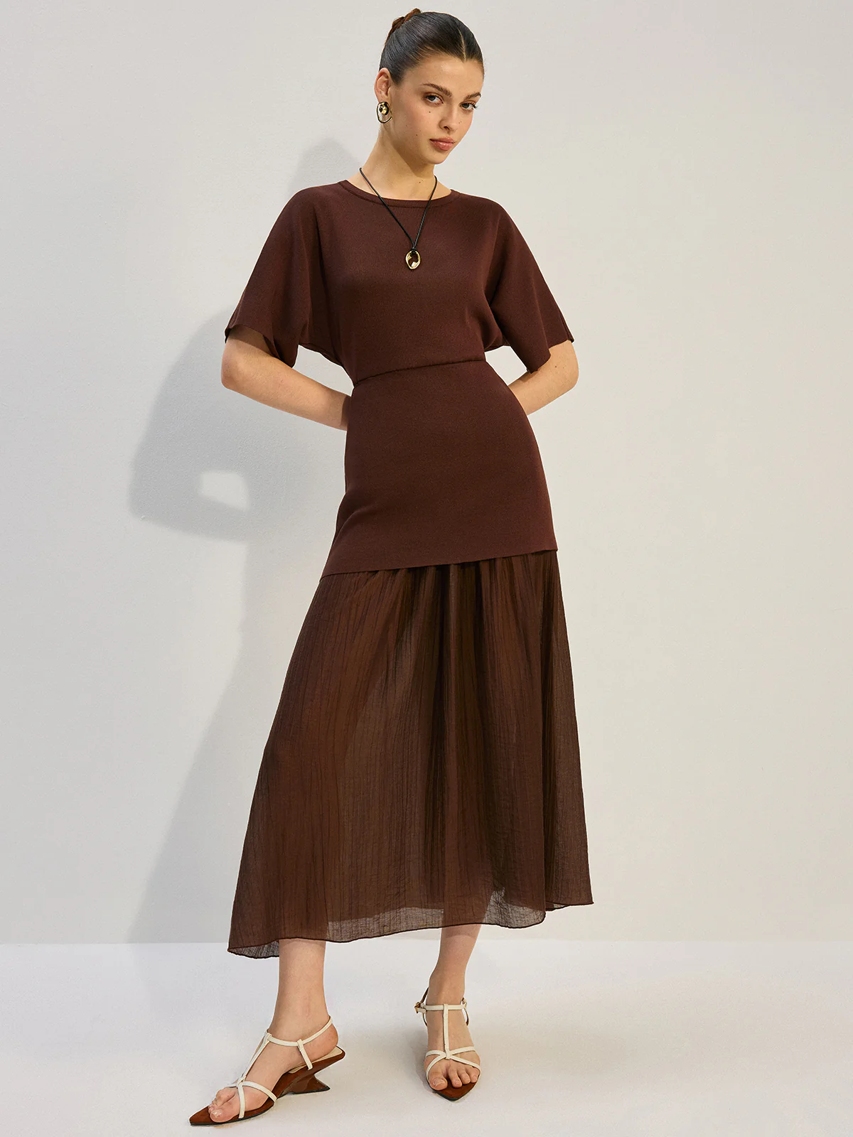 Sheer-Paneled Maxi Dress - Takermore