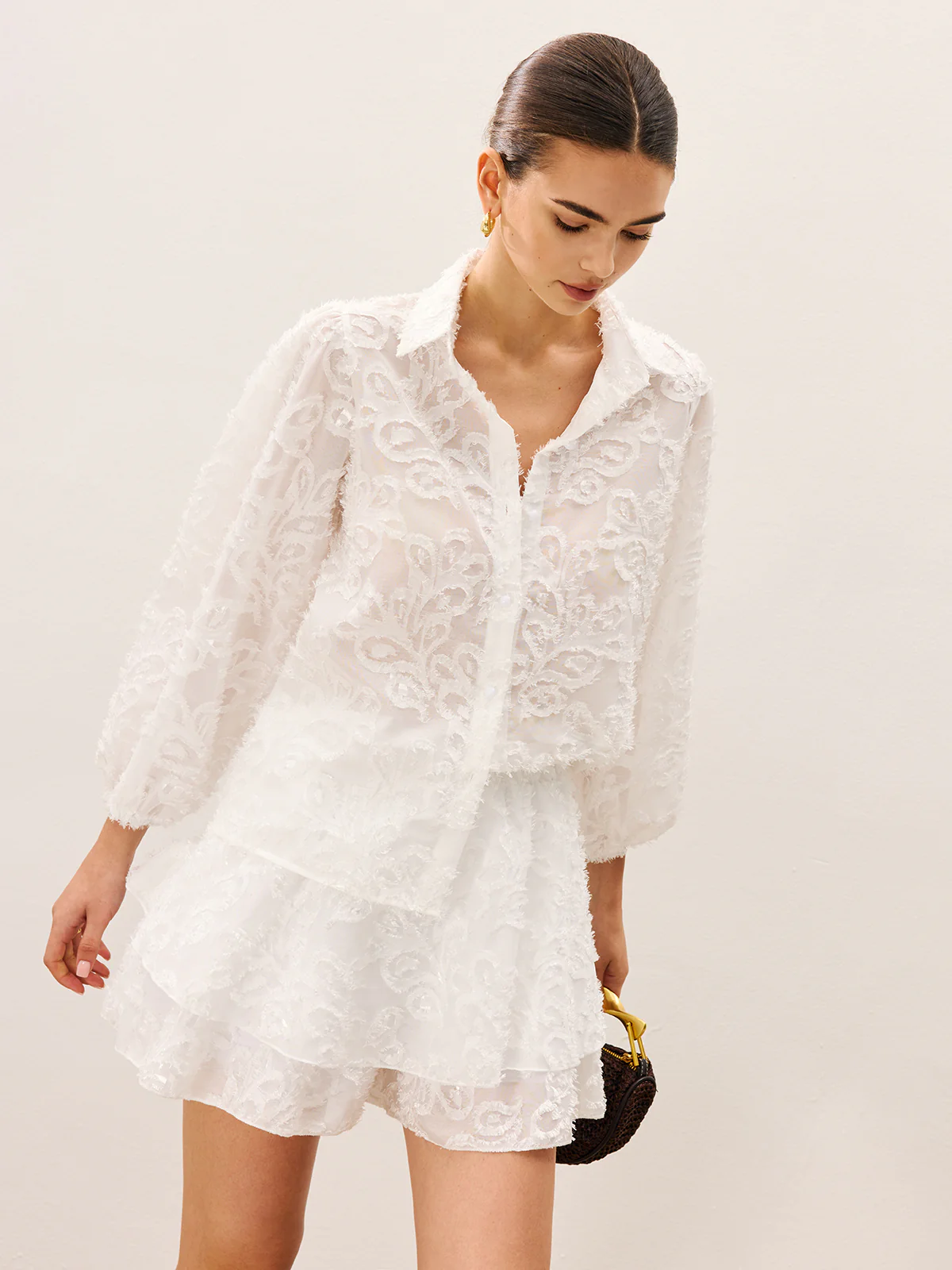 Sheer Embroidered Skirt Set - Takermore