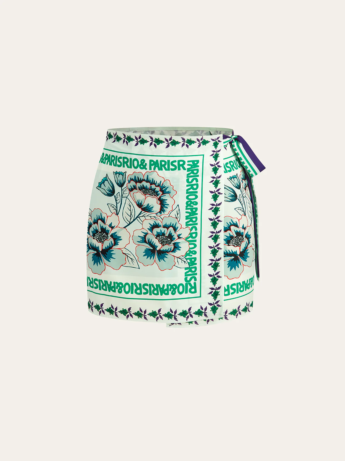 Vacation Print Asymmetrical Mini Skirt - Takermore