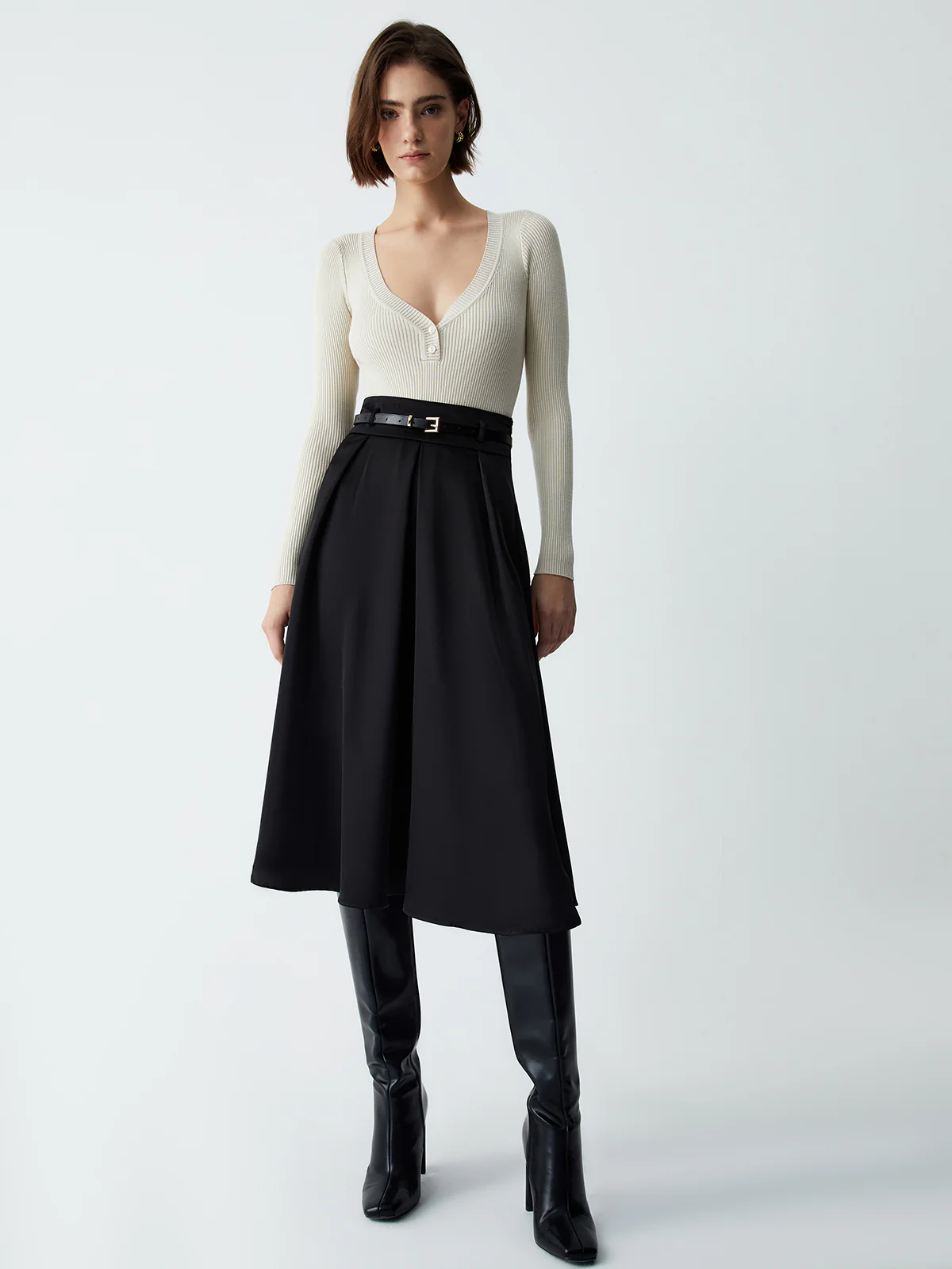 Old Money Aesthetics Belted Skirt - Takermore
