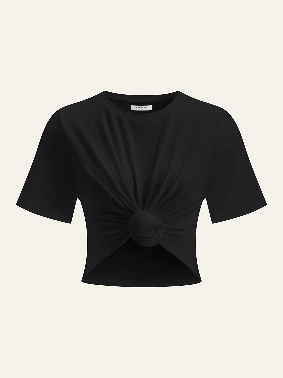 Cropped Knot-Front T-Shirt - Takermore