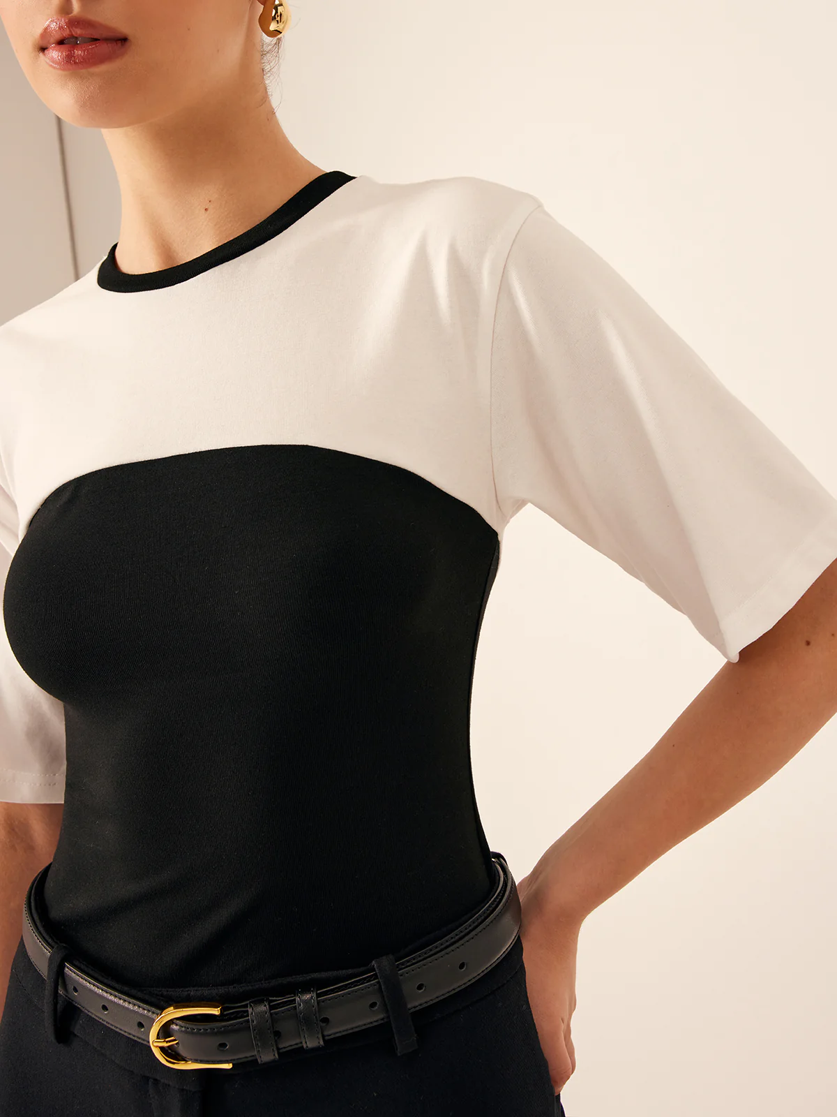 Two Tone Stretch Jersey T-Shirt - Takermore