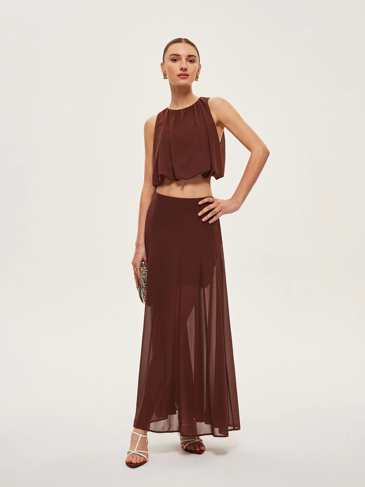 Chiffon Sleeveless Crop Top - Takermore