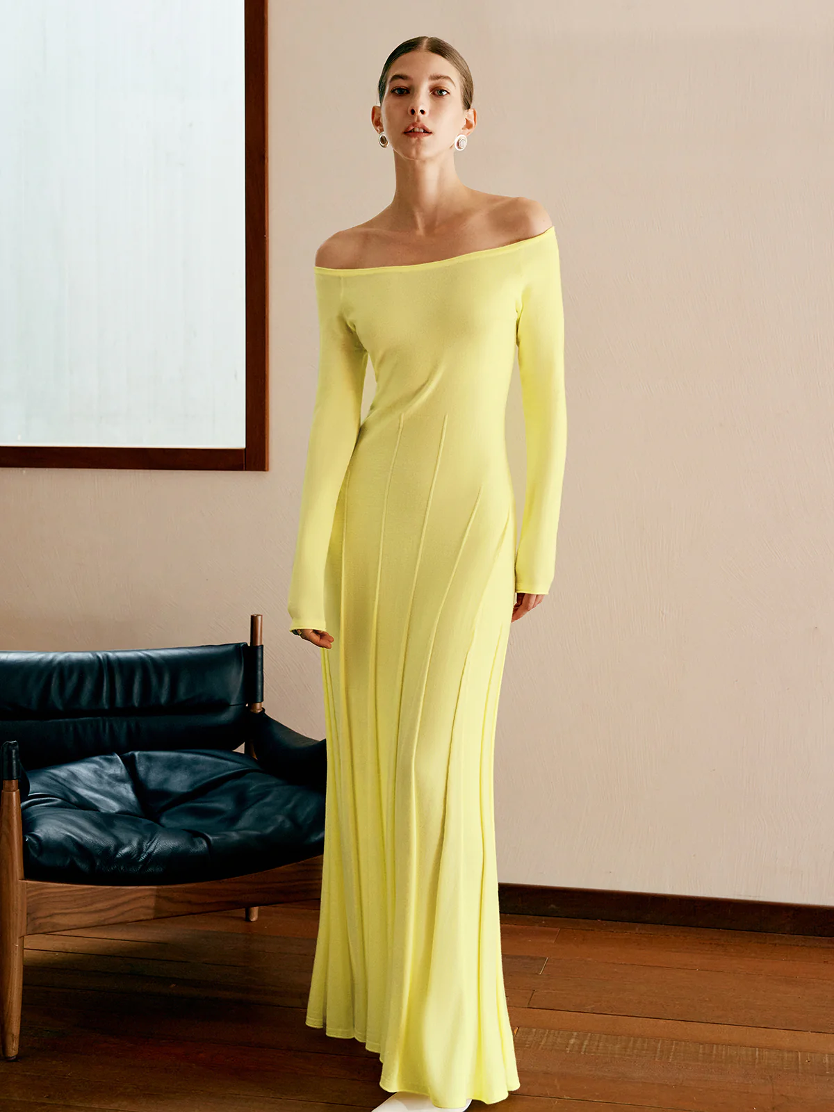 Off Shoulder Pleated  Sweater Dress - Takermore