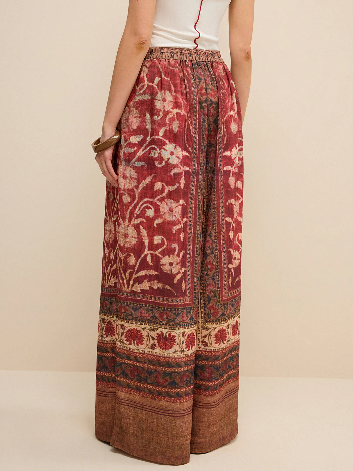 Boho Print Wide-Leg Pants - Takermore