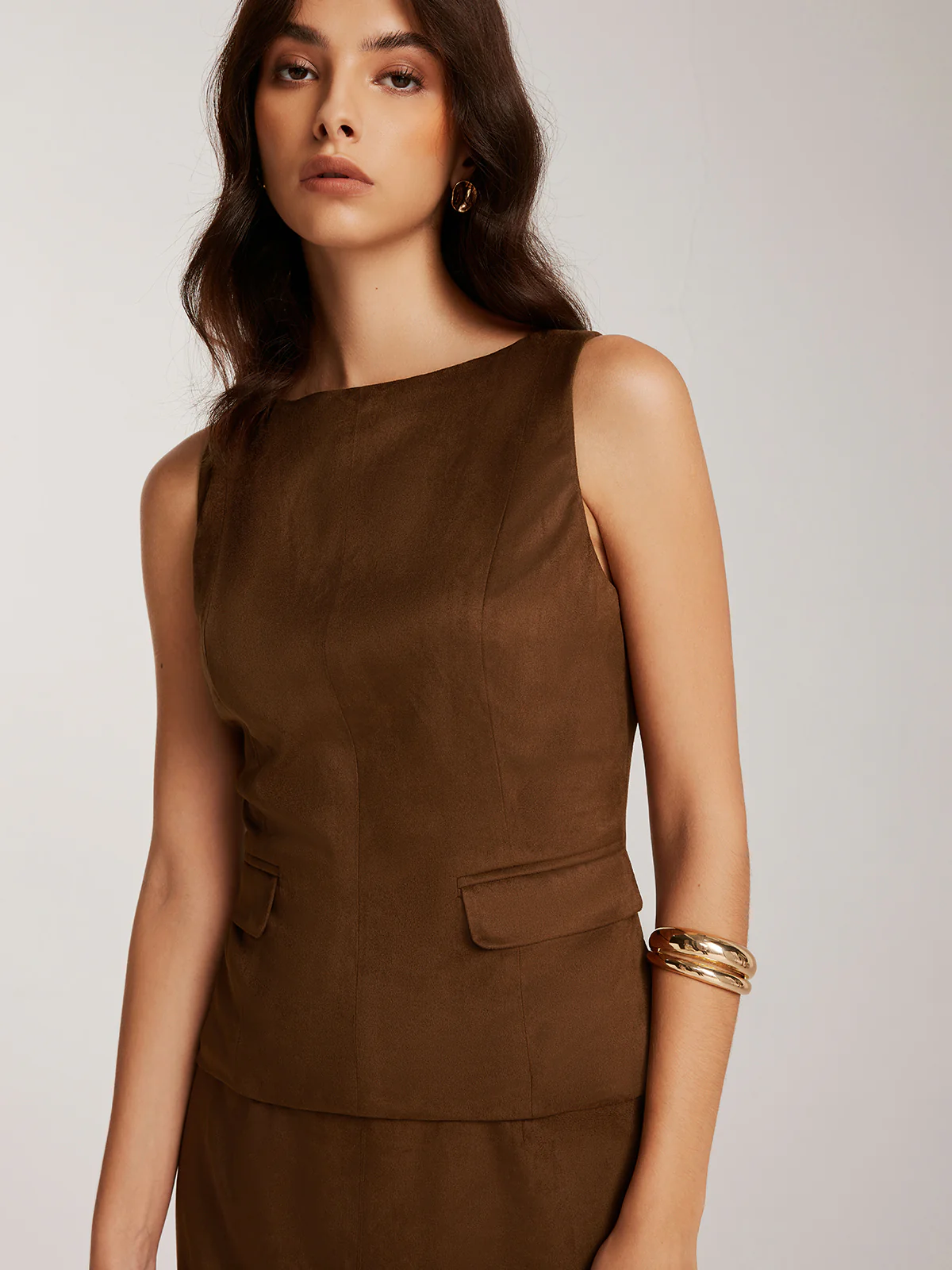 Back-Zipper Suede Tank Top - Takermore