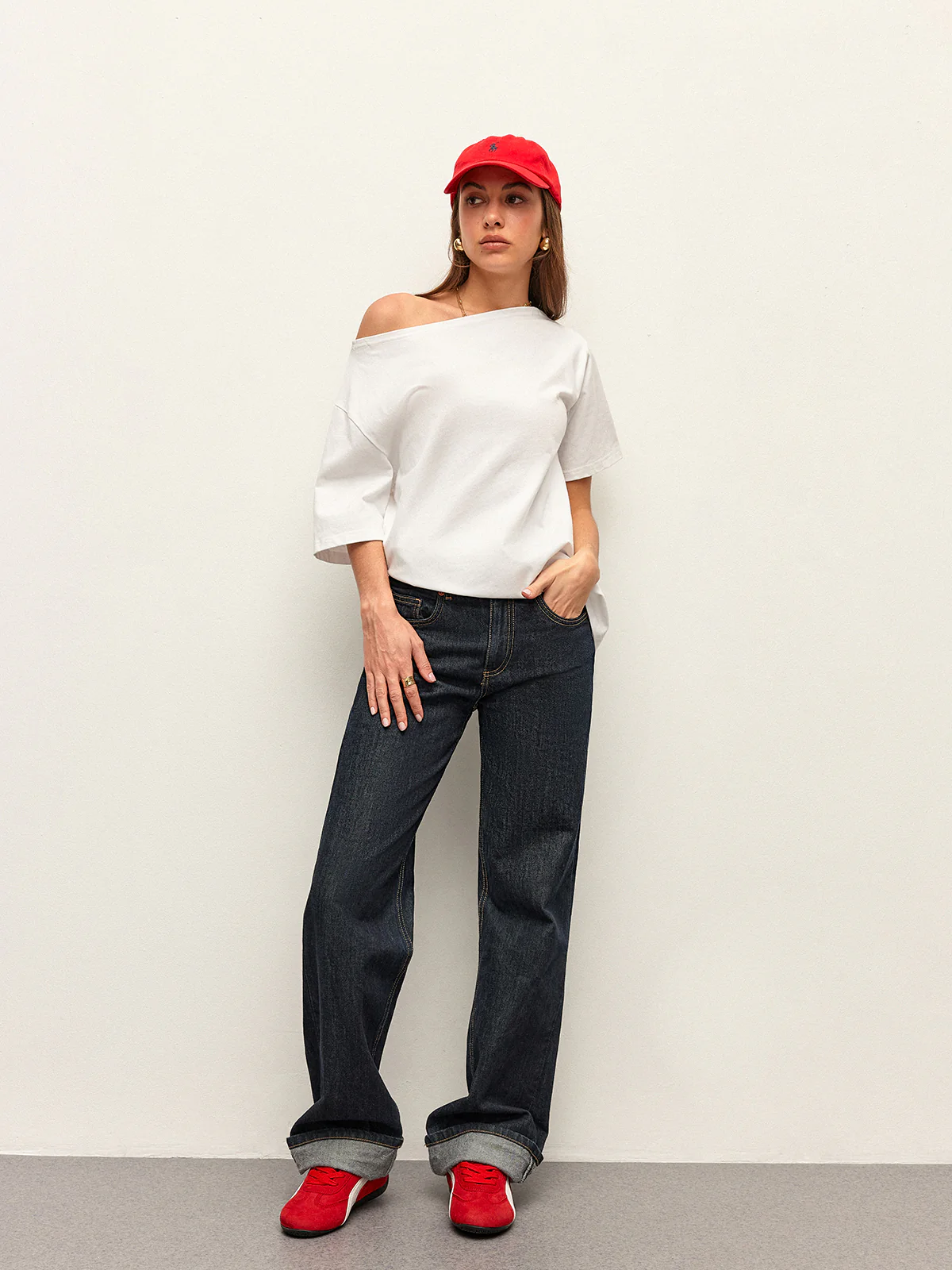 Cotton Off-Shoulder T-Shirt - Takermore