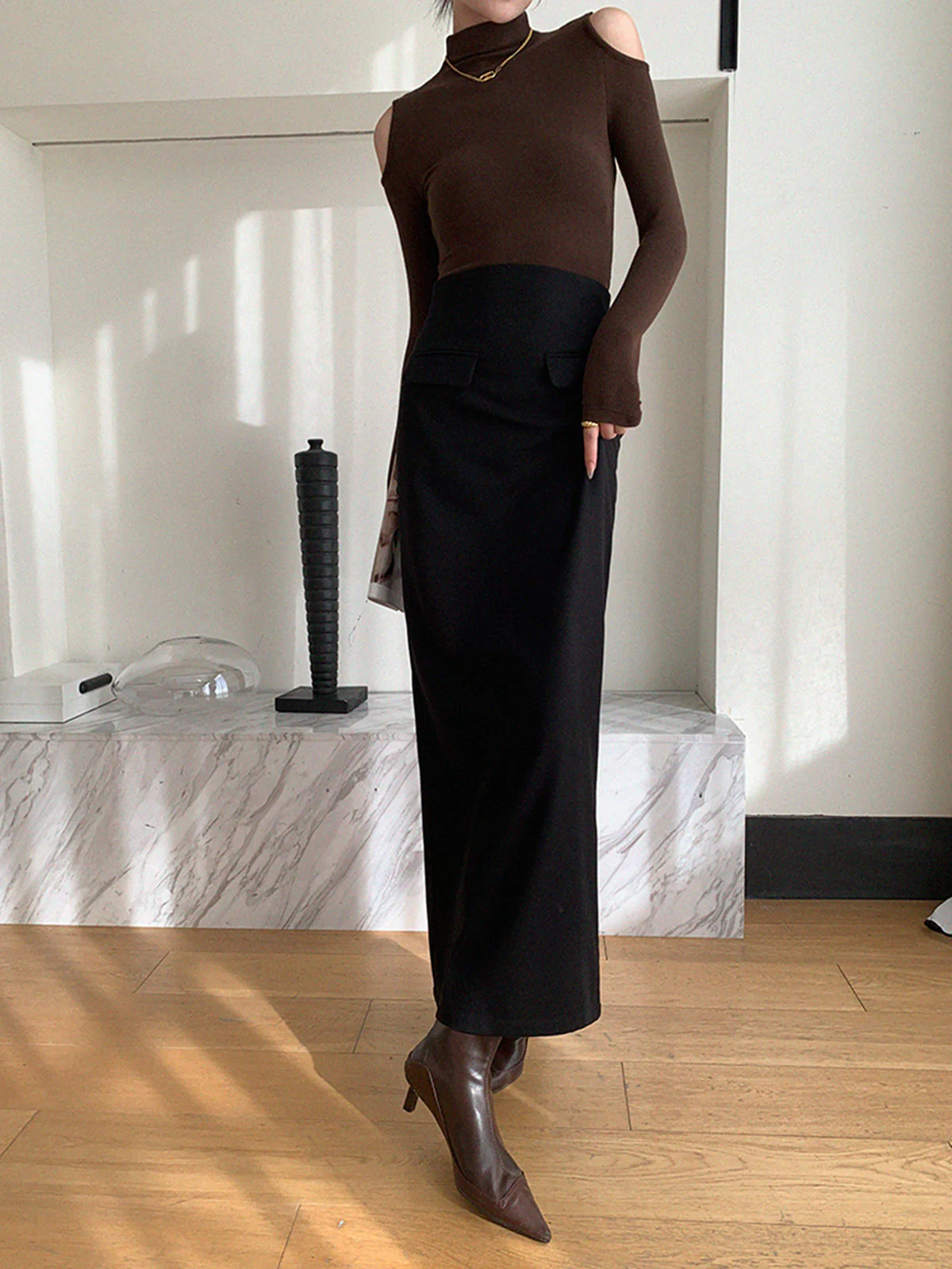 Plain A-Line Maxi Skirt - Takermore