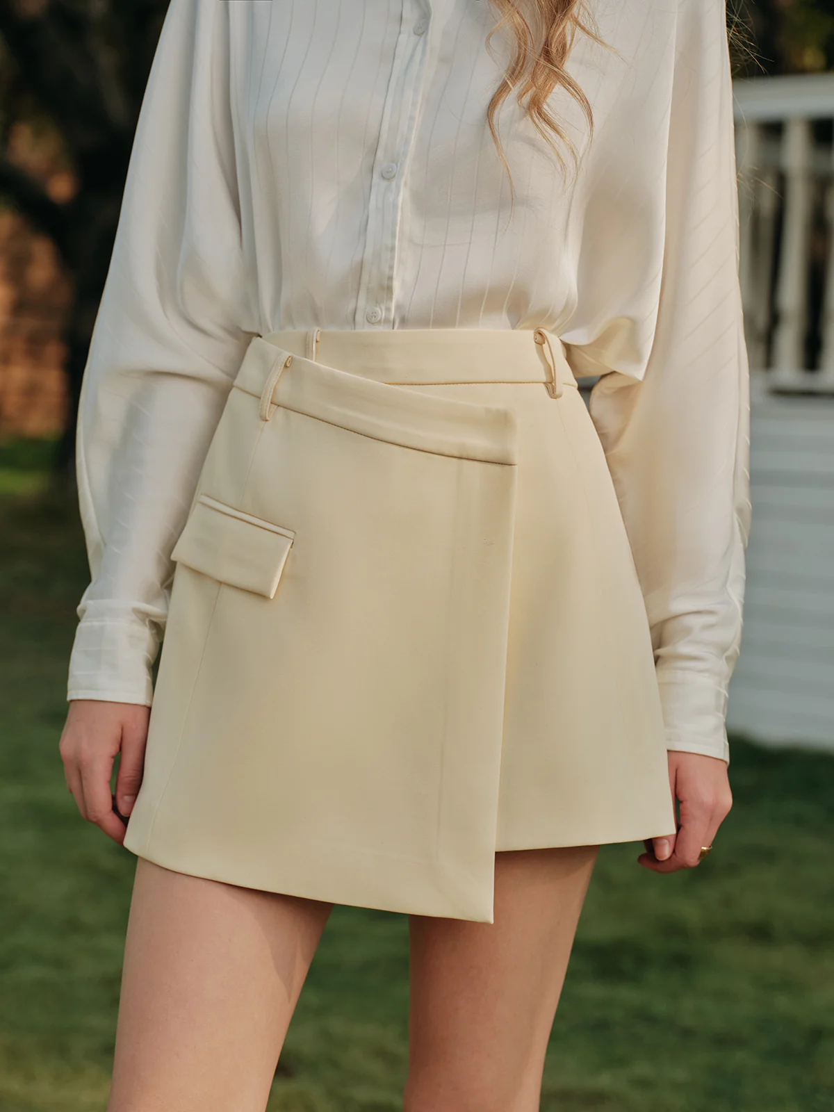 Asymmetrical Wrap High Waist Skirt - Takermore