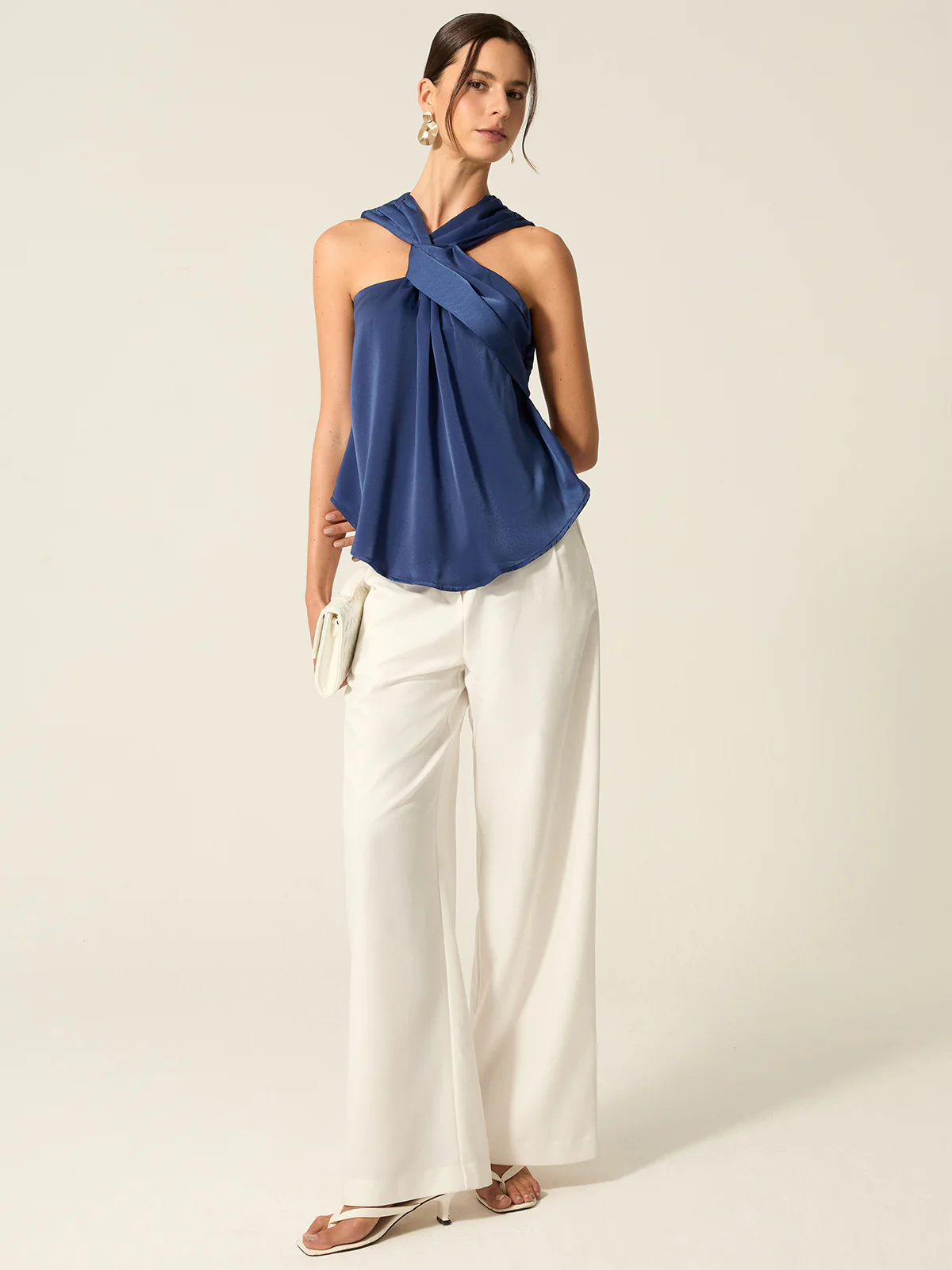 Satin Twist Front Tank Top - Takermore