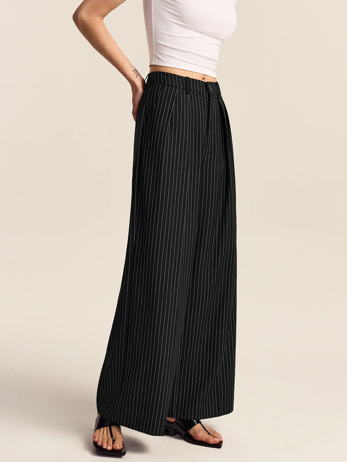 Striped Wide-Leg Pants - Takermore