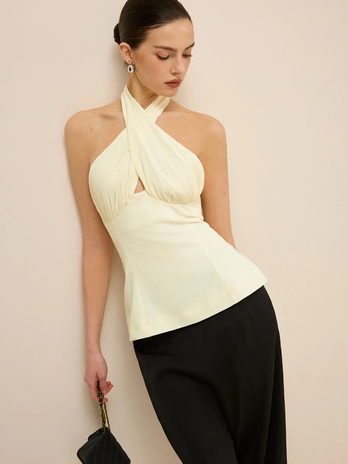 Cross-Over Halter Backless Tank Top - Takermore