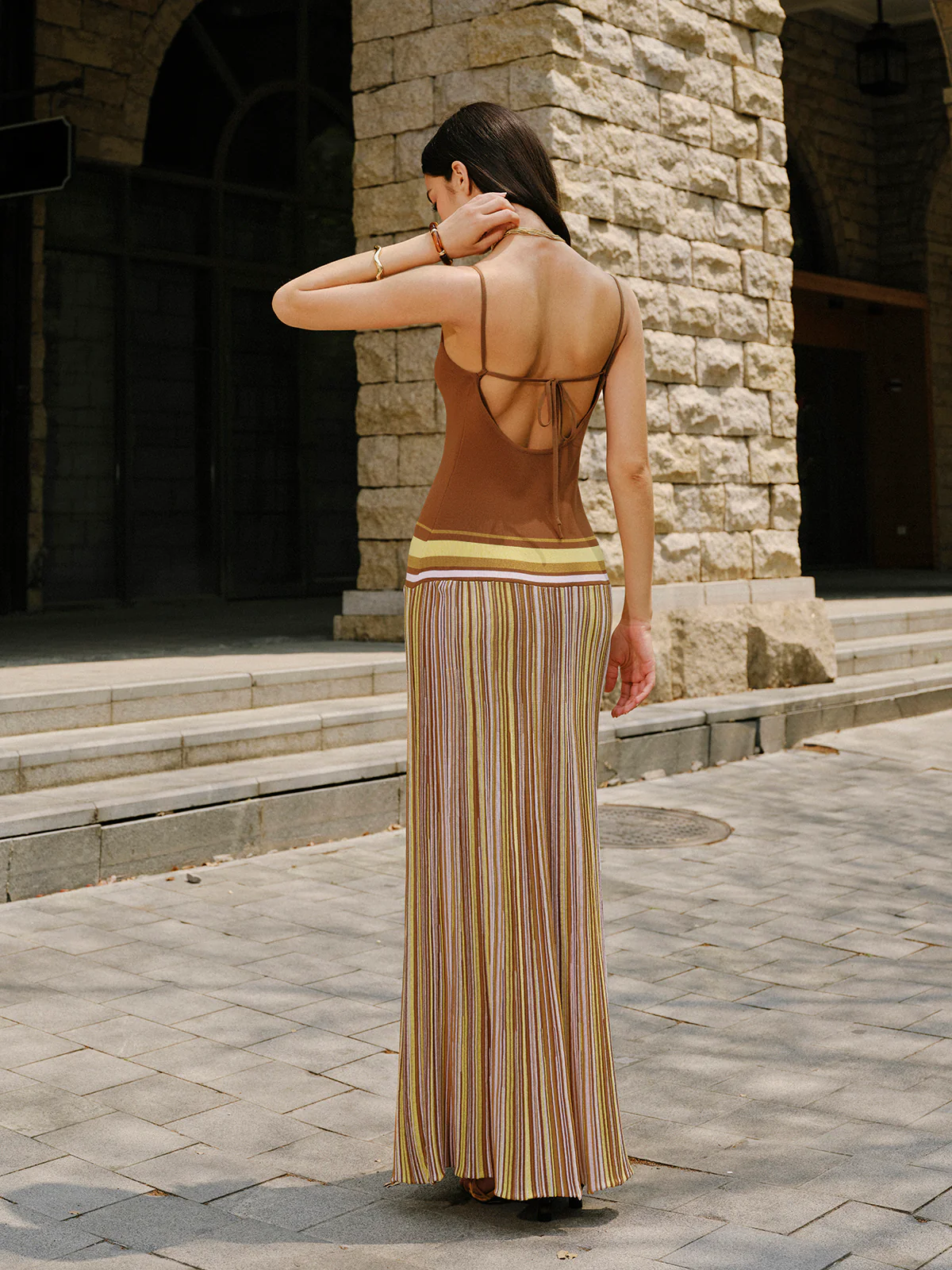 Striped Knit Cami Dress - Takermore