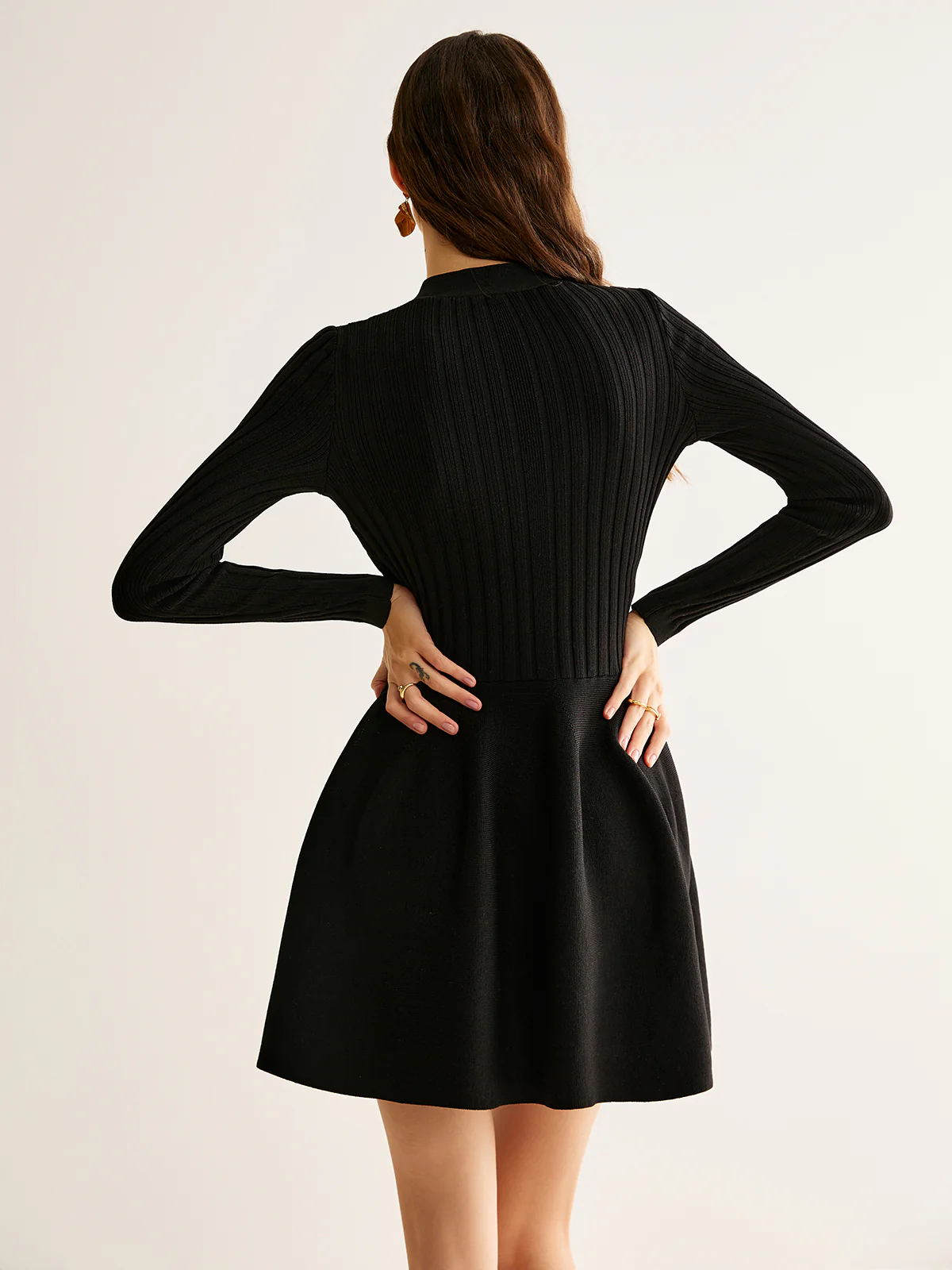 Breasted Flowy Sweater Short Dress - Takermore