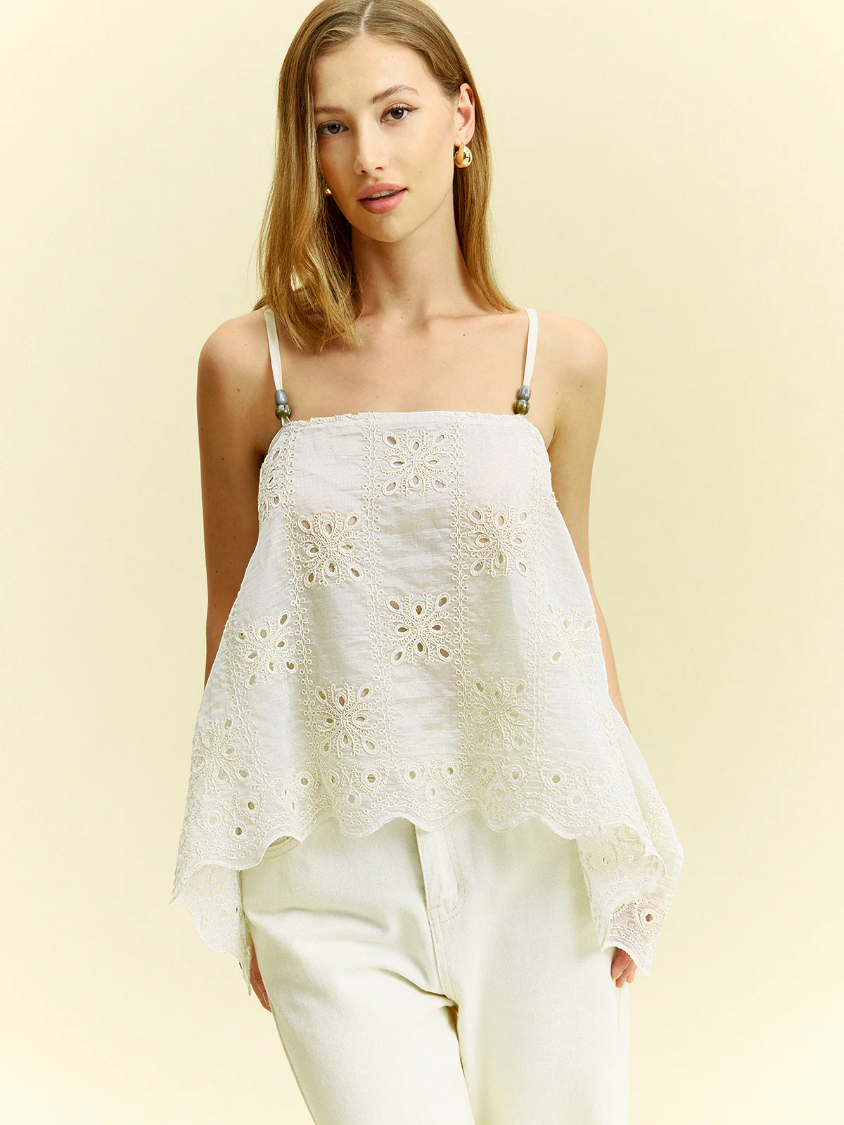 Embroidered Eyelet Cami Top - Takermore