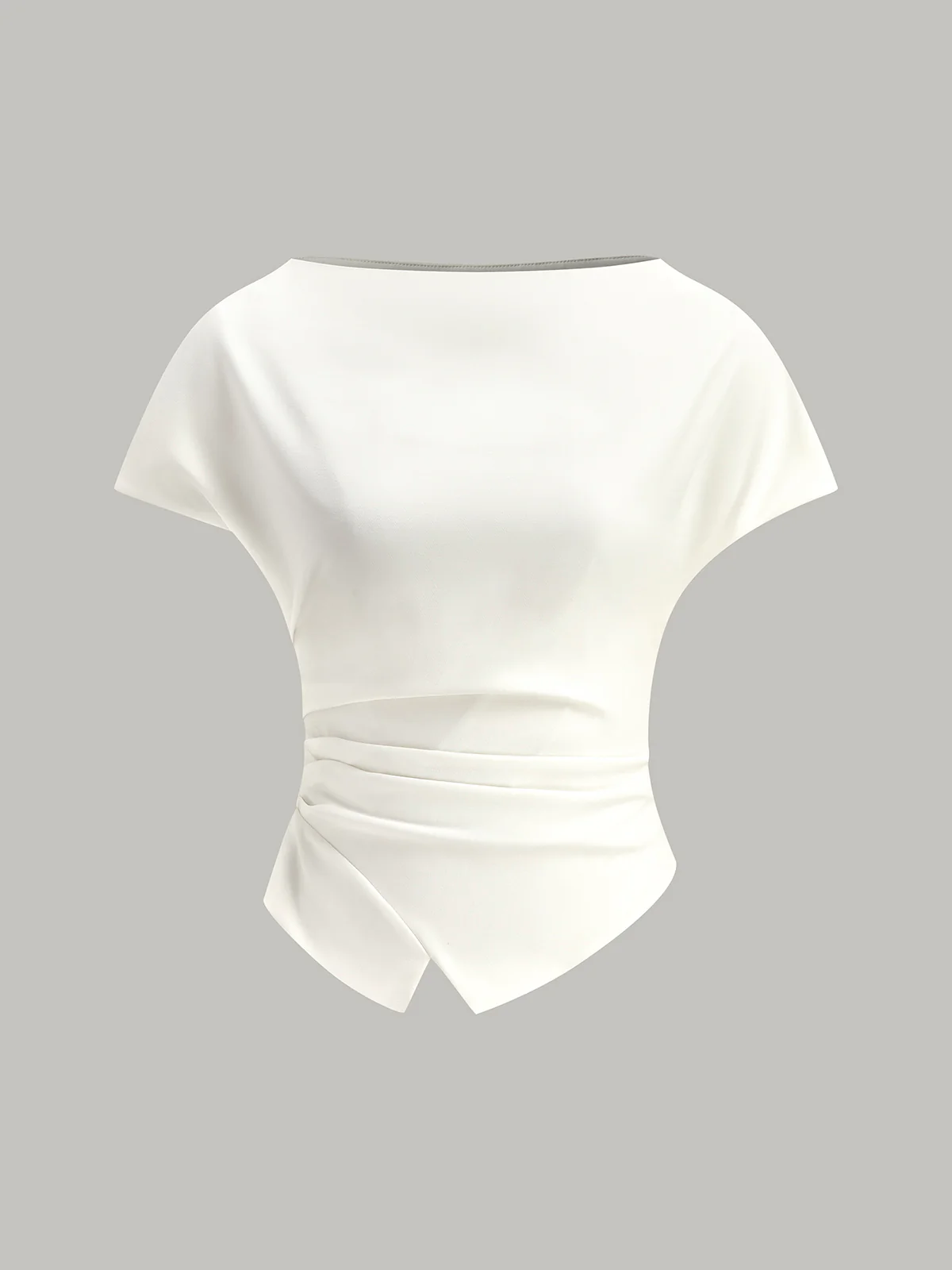 Asymmetric Hem Ruched T-Shirt - Takermore