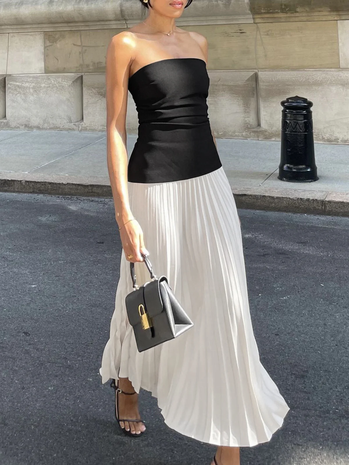 Sleeveless Pleated Long Dress - Takermore