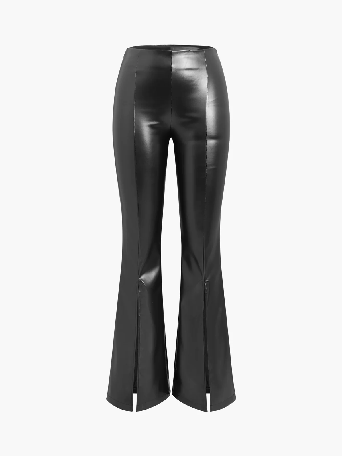 Faux Leather Zippered Flare Pants - Takermore