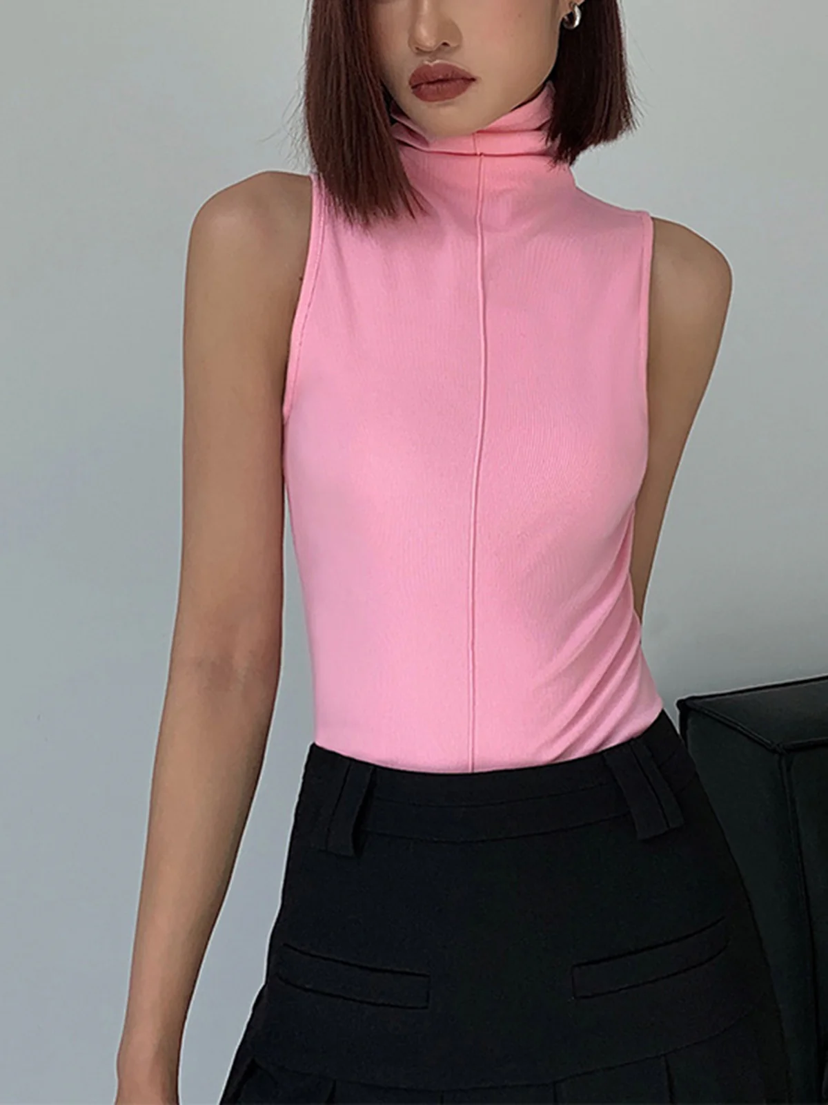 Basic Snug Turtleneck Tank Top - Takermore