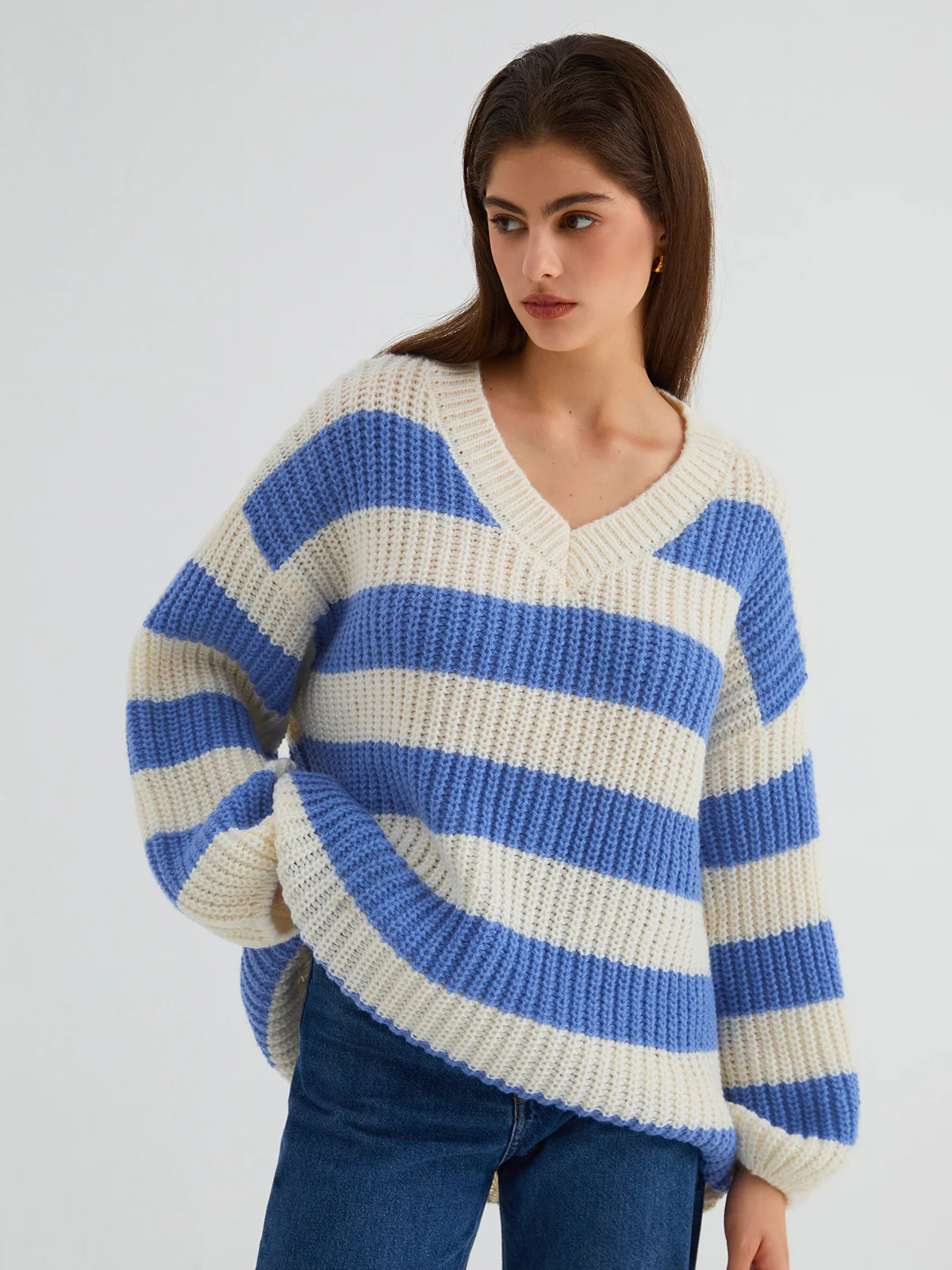 Sea Breeze Stripe Oversized Sweater - Takermore
