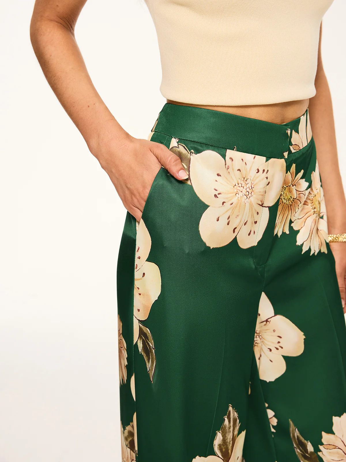 Floral Print Wide-Leg Pants - Takermore
