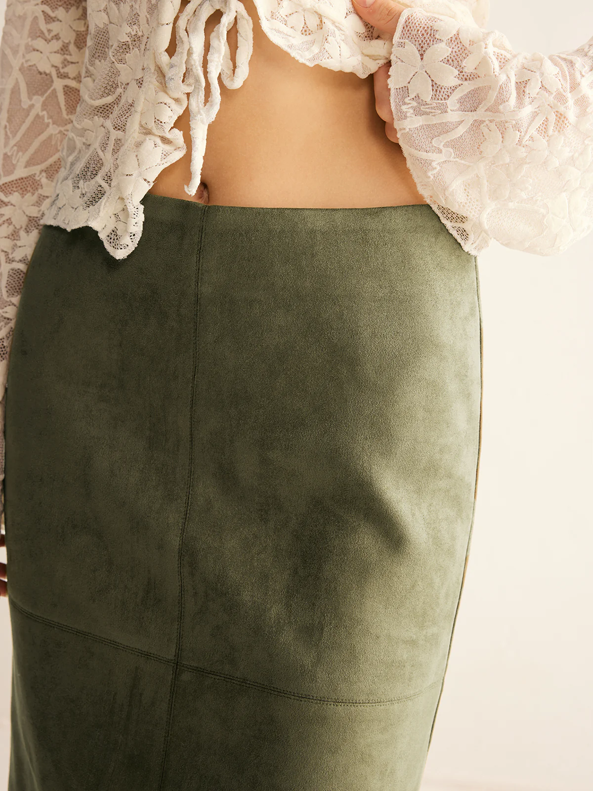 Suede A-Line Skirt Without Belt - Takermore