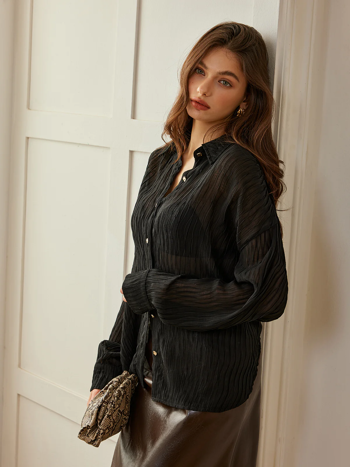 Semi-Sheer Button Polo Shirt - Takermore