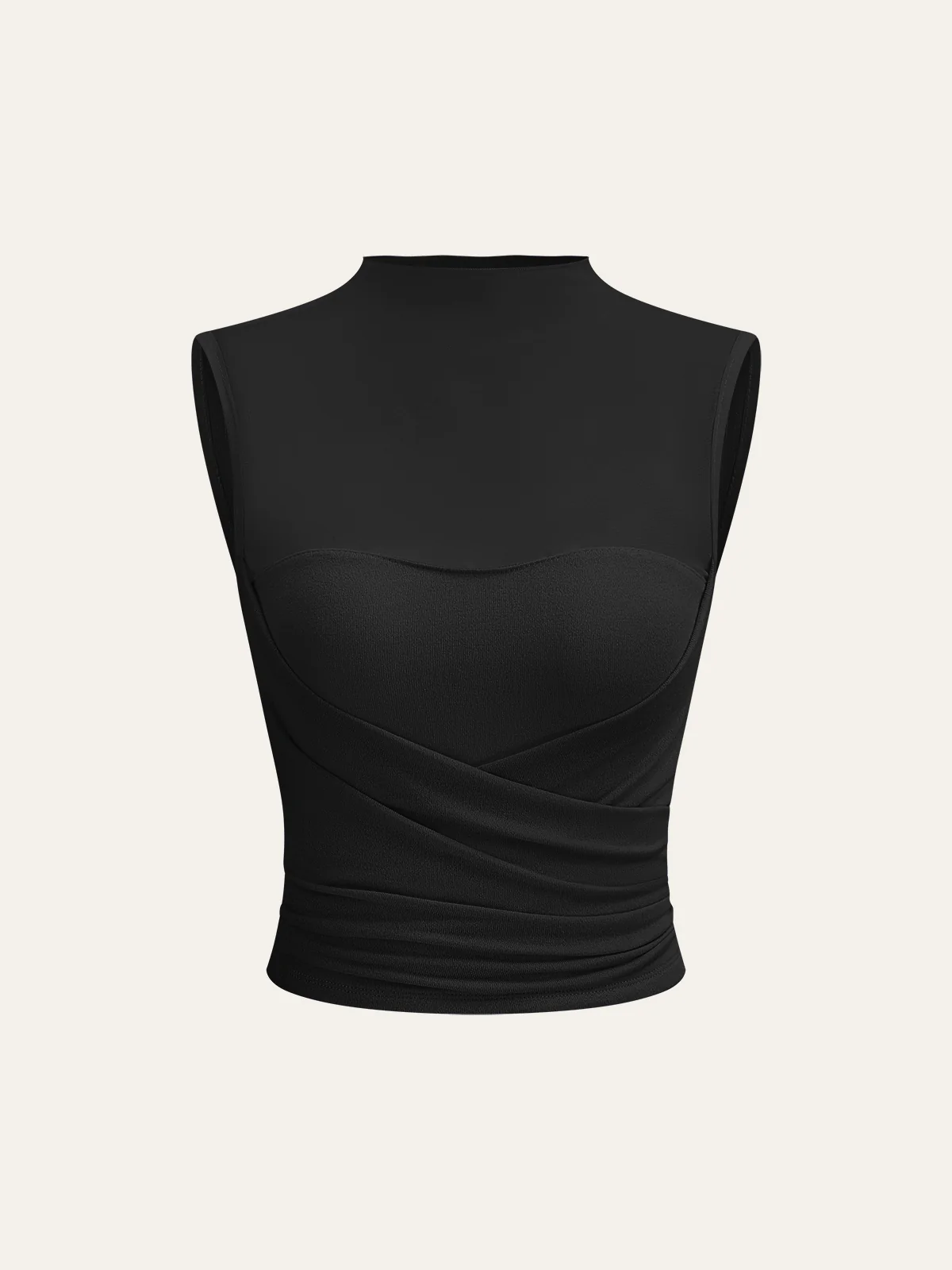 Semi-Sheer Mesh Panel Wrap Top - Takermore