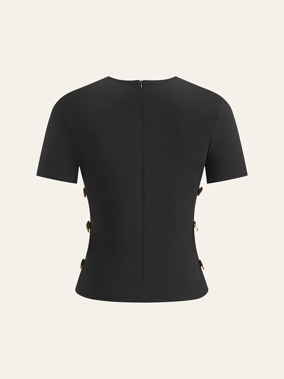 Cut-Out Side Metal Detail Zipper T-Shirt - Takermore