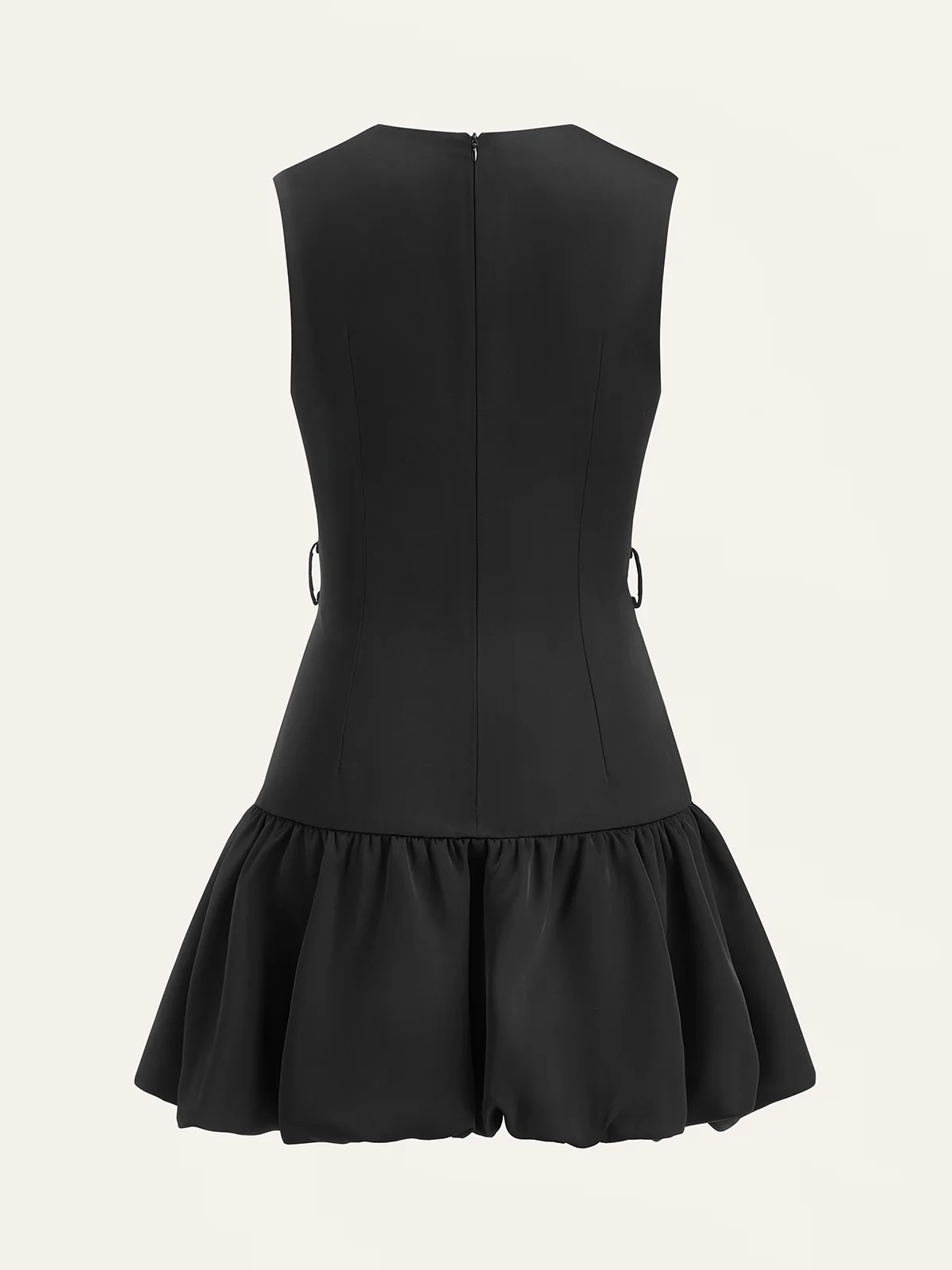 Ruffled Hem Metal Button Mini Dress Without Belt - Takermore