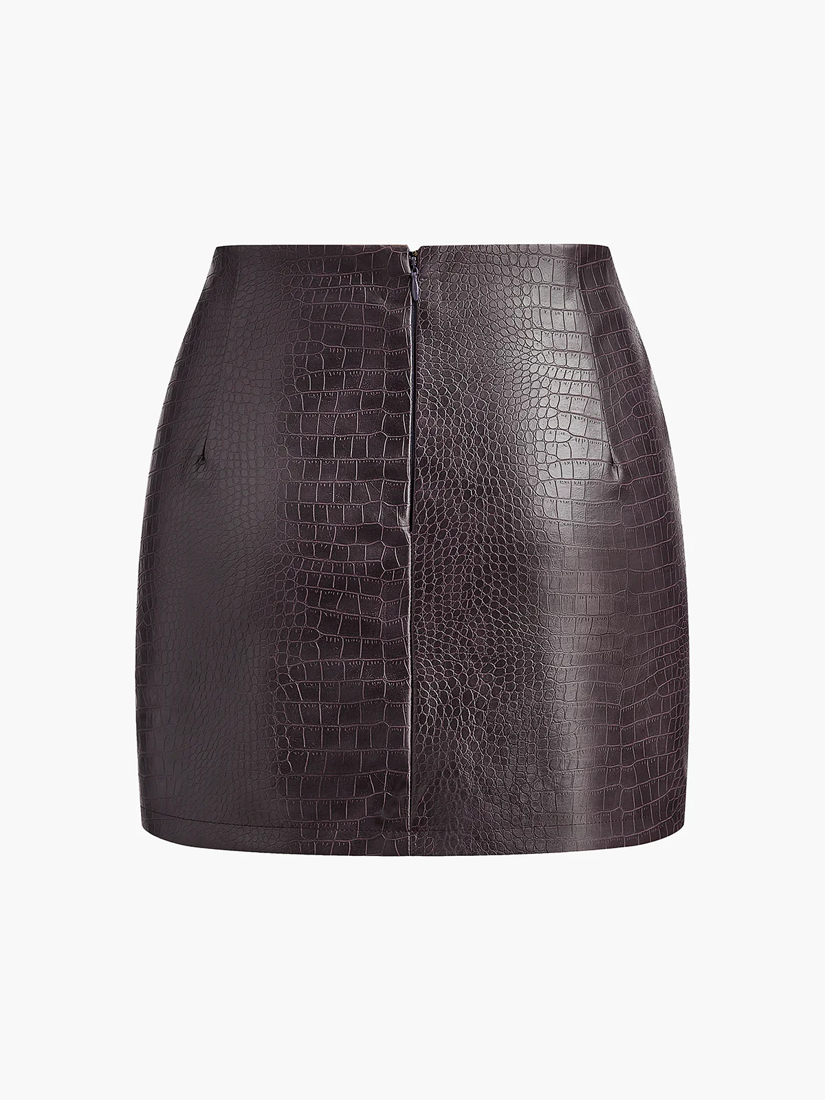 Crocodile Embossed Faux Leather Skirt - Takermore
