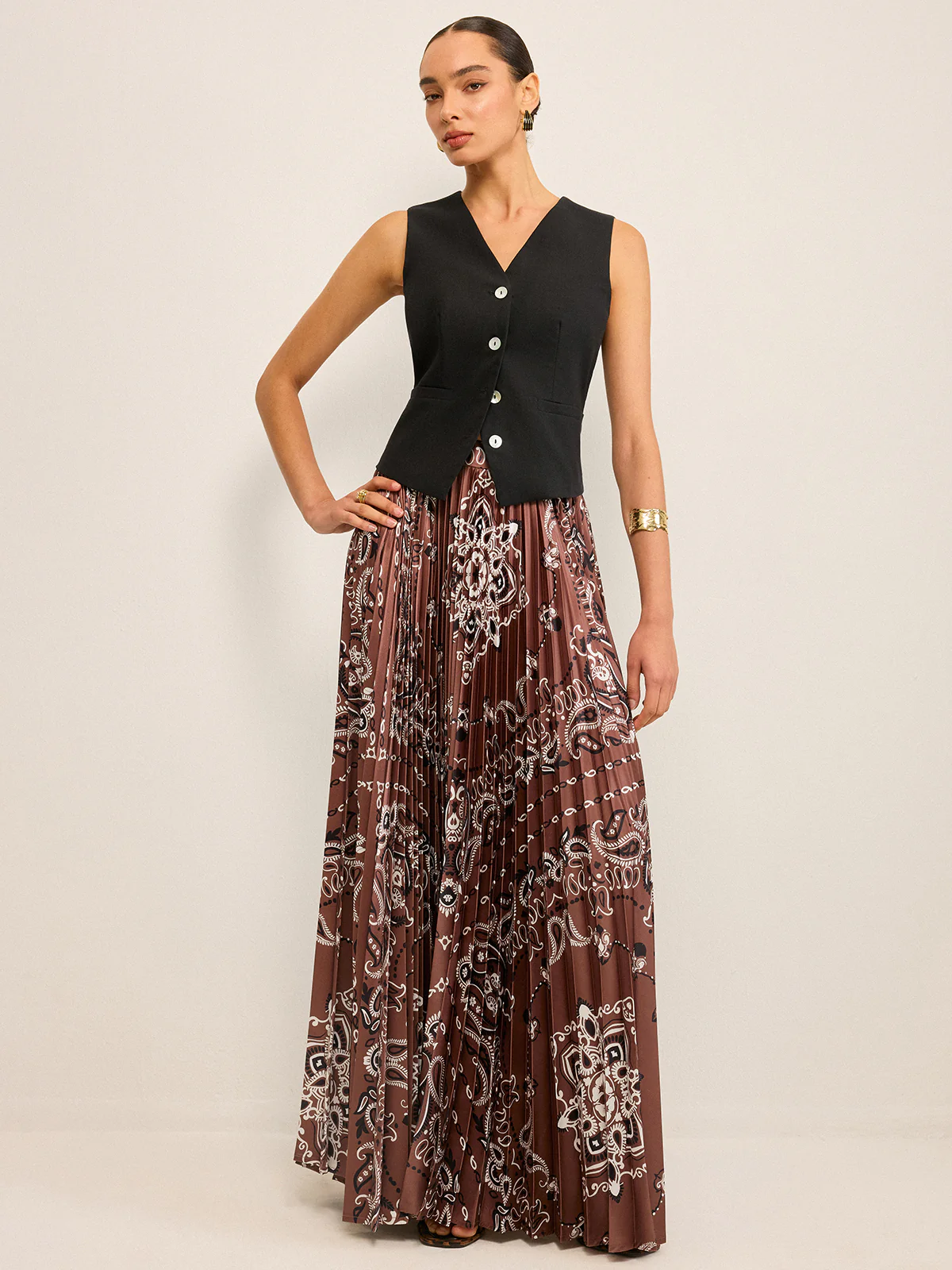 Boho Pleated Maxi Skir - Takermore