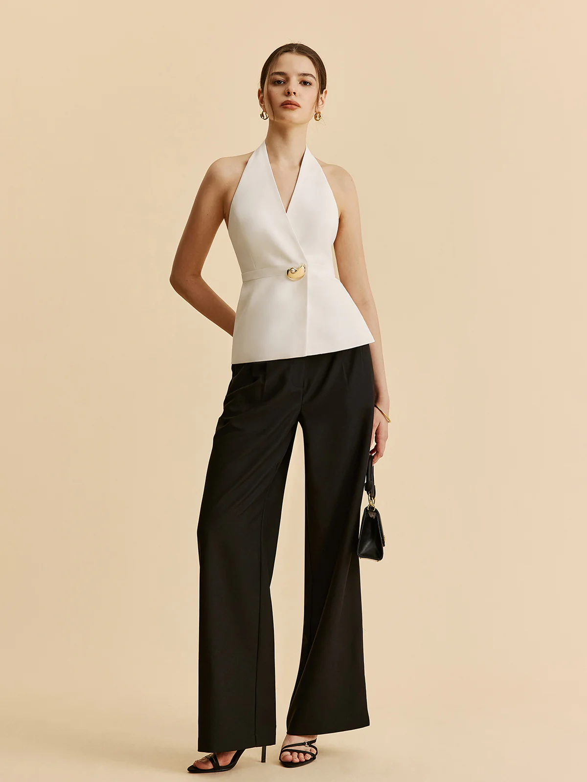 Halter Wrap Blazer Top With Pockets - Takermore