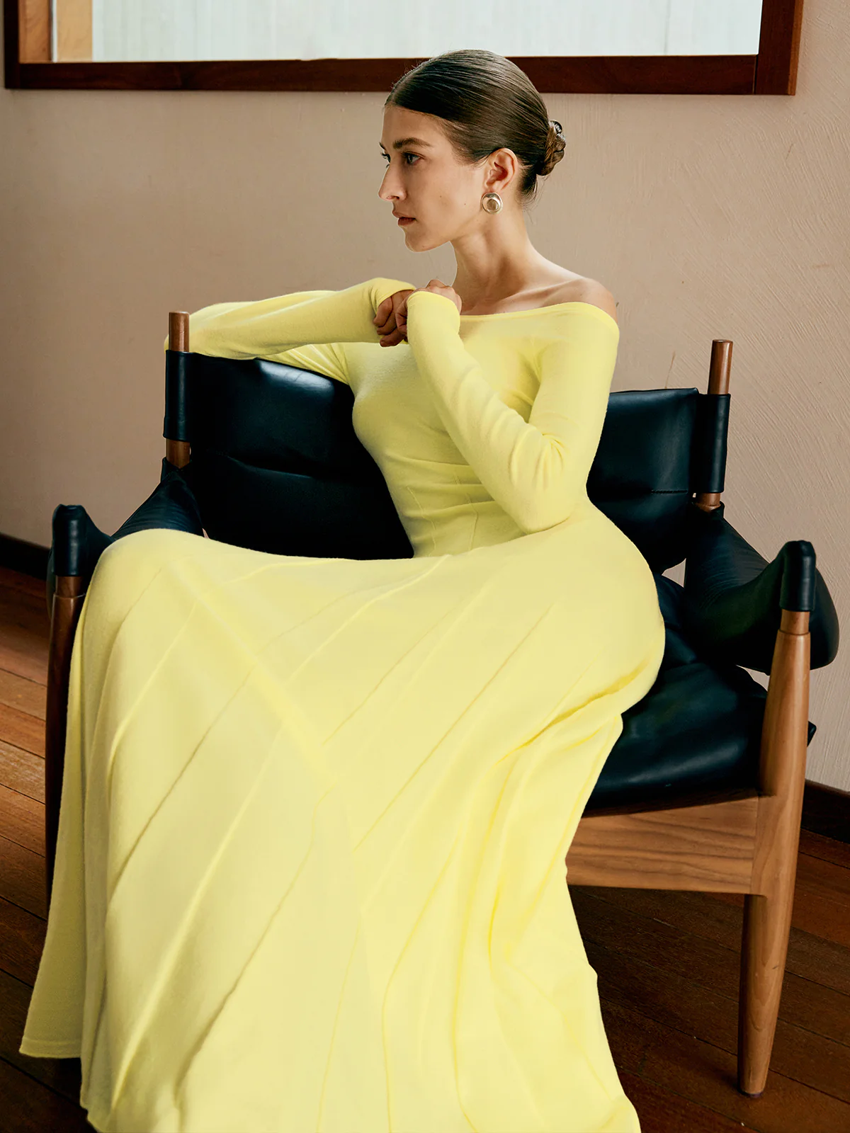 Off Shoulder Pleated  Sweater Dress - Takermore