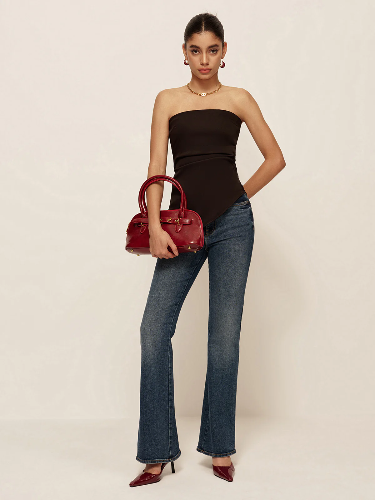 Asymmetrical Ruched Skinny Tube Top - Takermore