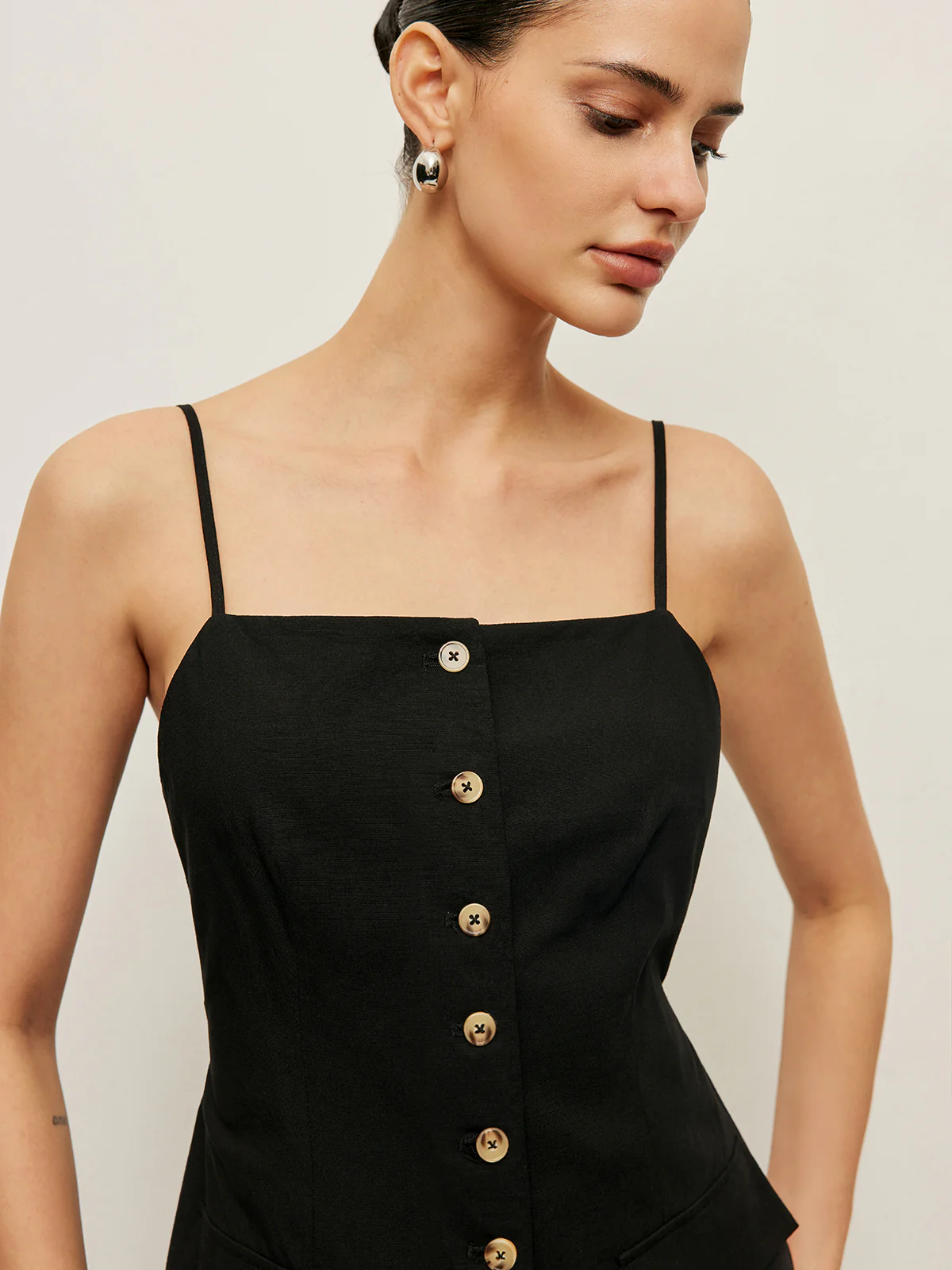 Cotton Button Tie-Back Tank Top - Takermore