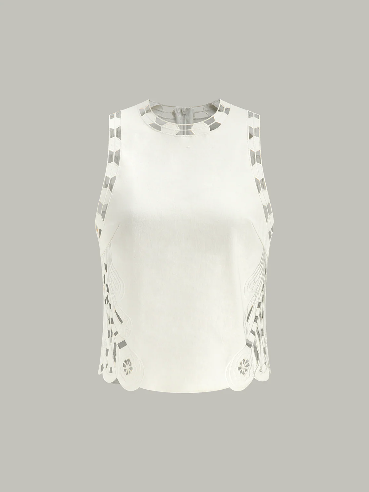 Embroidery Cut-Out Semi-Sheer Top - Takermore