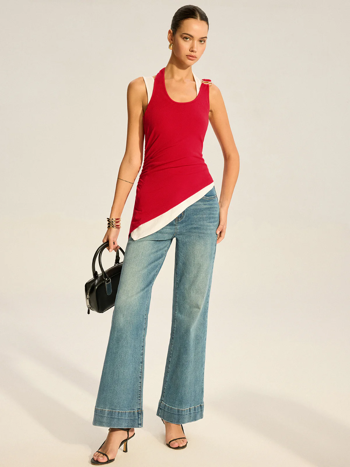 Asymmetric Layered Halter Top - Takermore