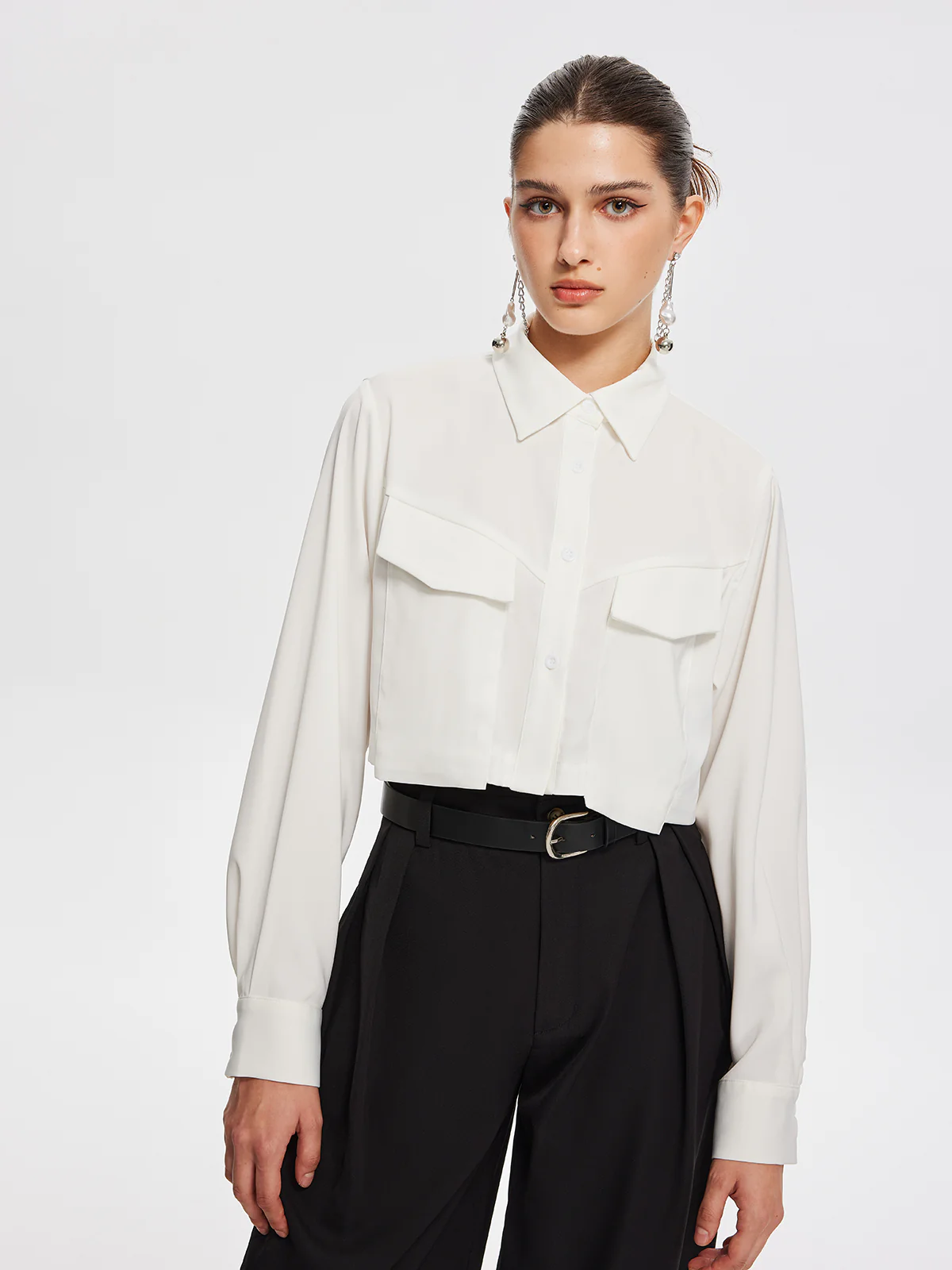 Fair And Square Collared Crop Shirt - Takermore
