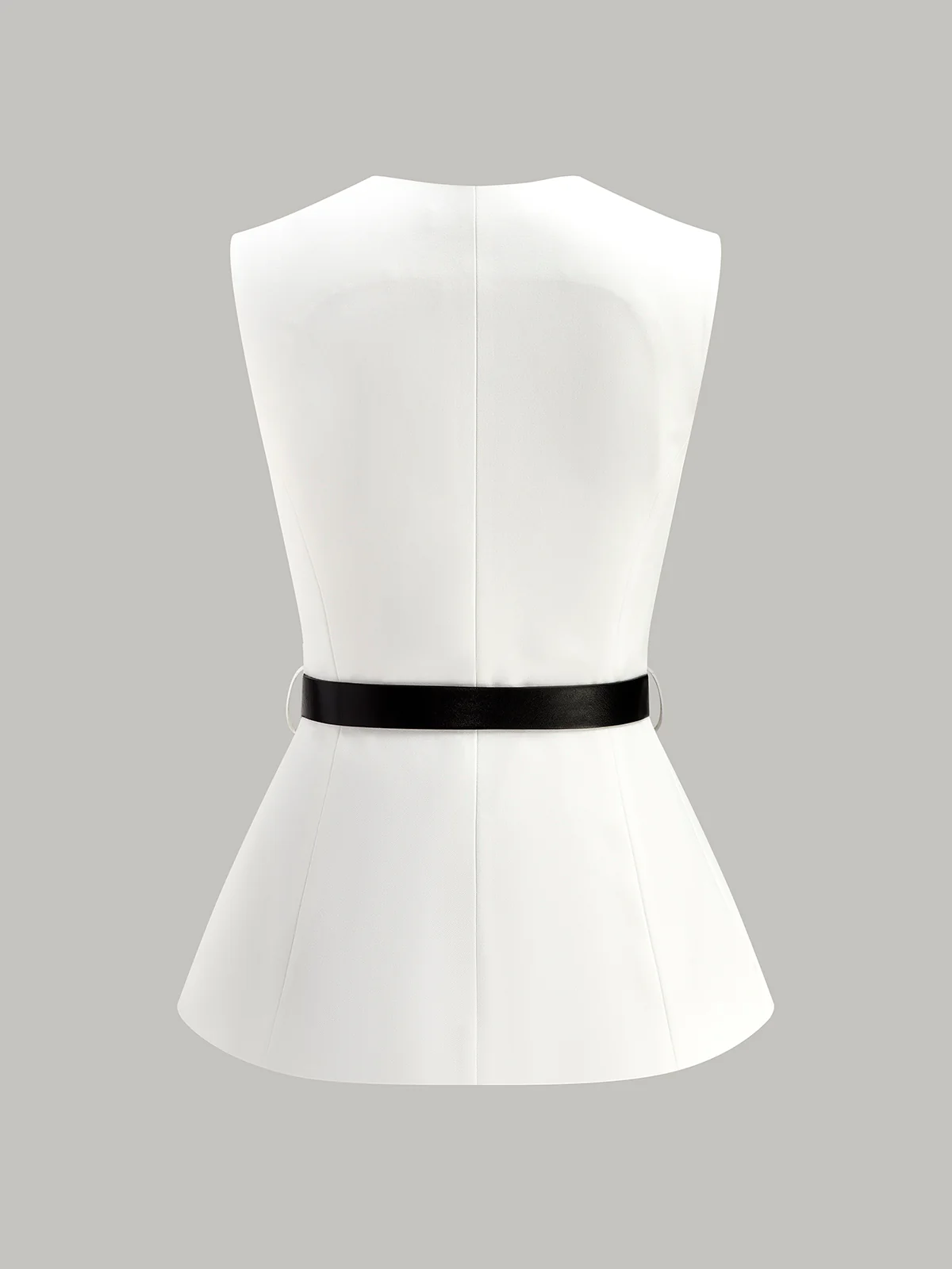 Button Detail Pockets Top With Belt - Takermore