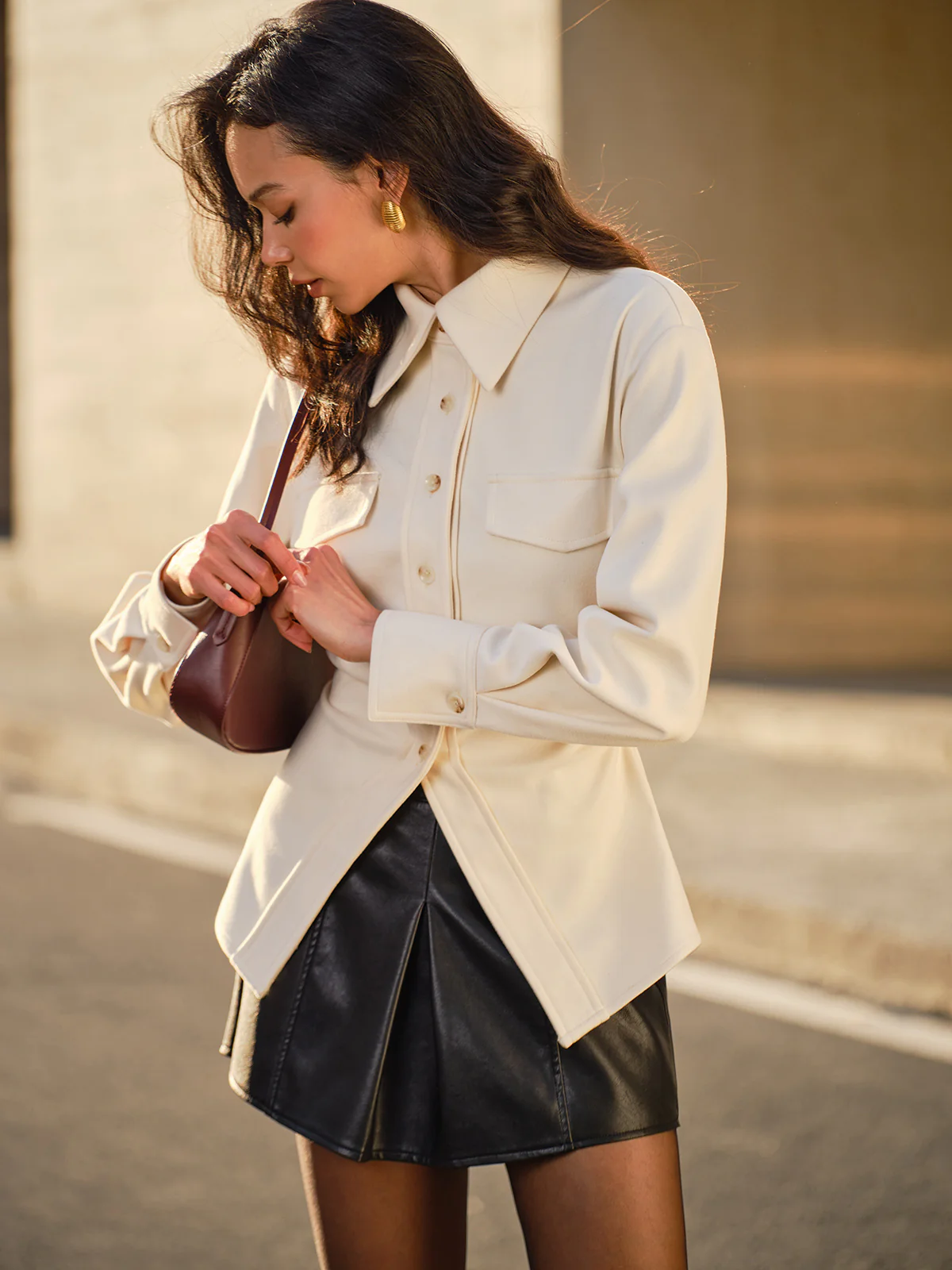 Tweed Button Slim Polo Shirt - Takermore