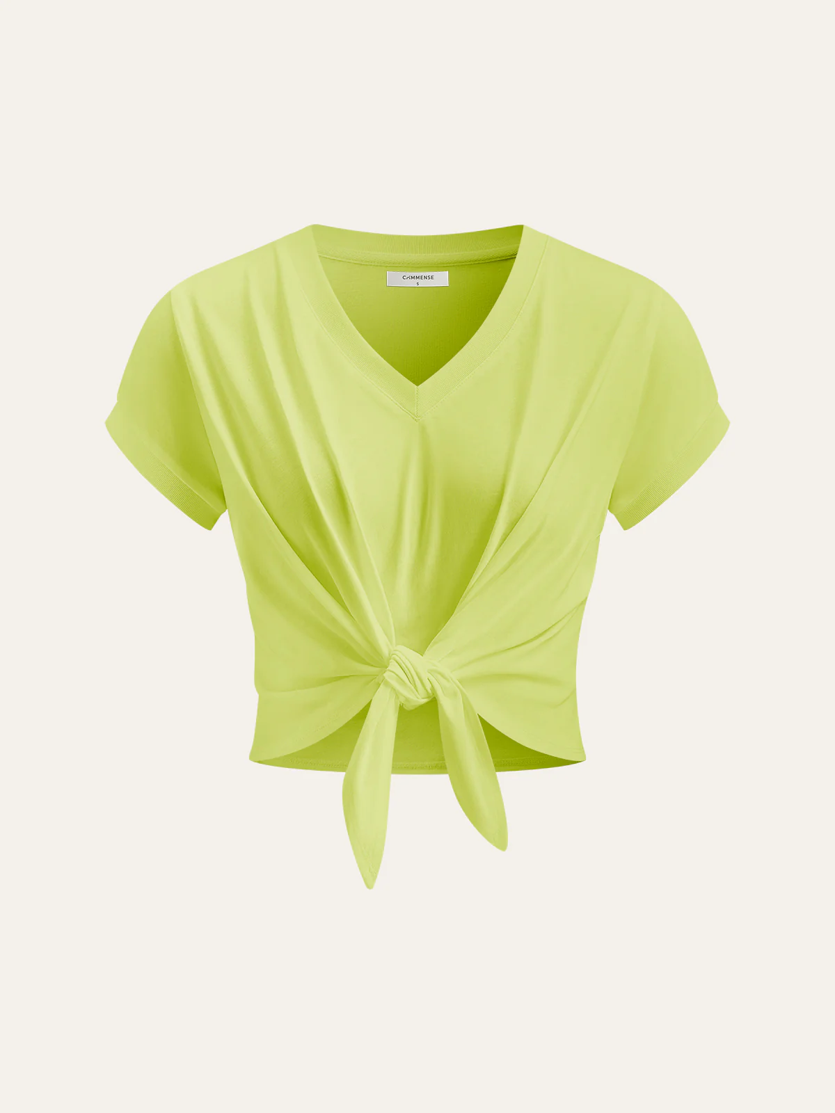 Knot Front V-Neck T-Shirt - Takermore