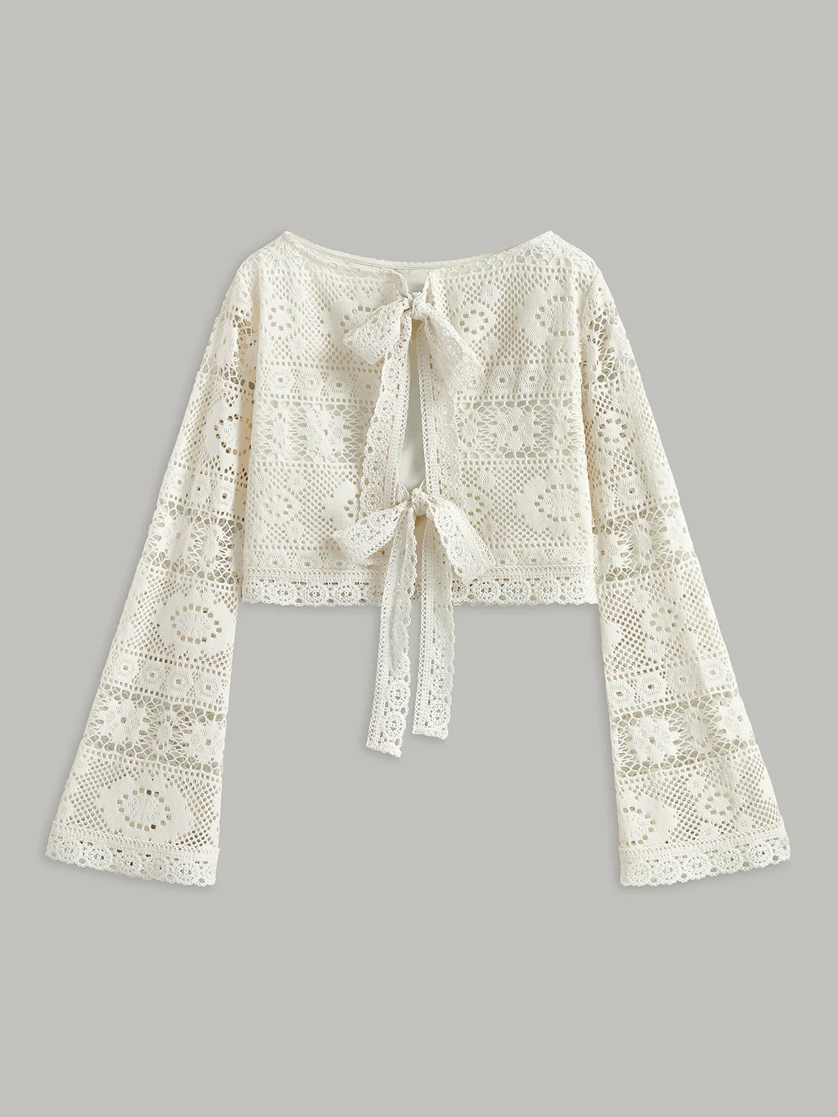 Crochet Tie-Back Semi-Sheer Skirt Set - Takermore