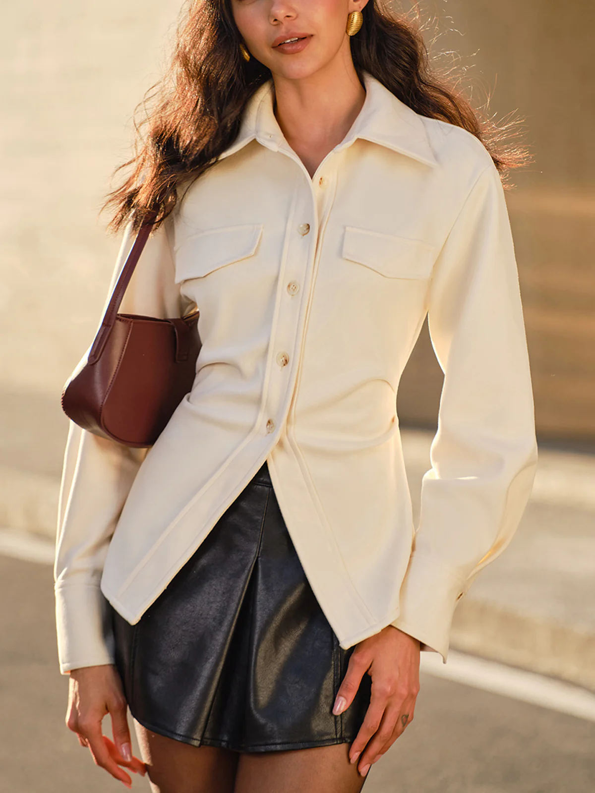 Tweed Button Slim Polo Shirt - Takermore