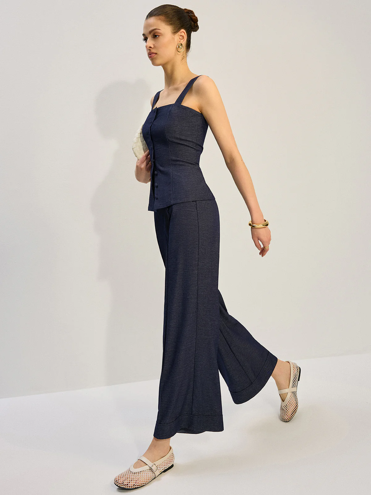 Denim Wide-Leg Pants - Takermore