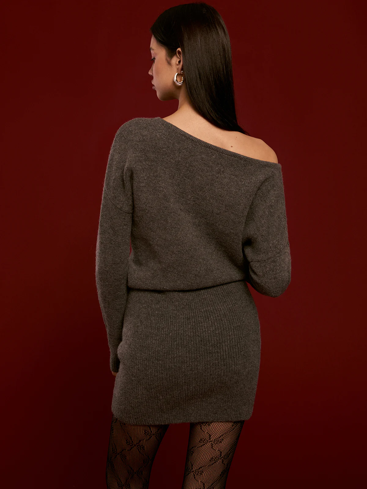 Wool-Blend Asymmetrical Sweater Dress - Takermore