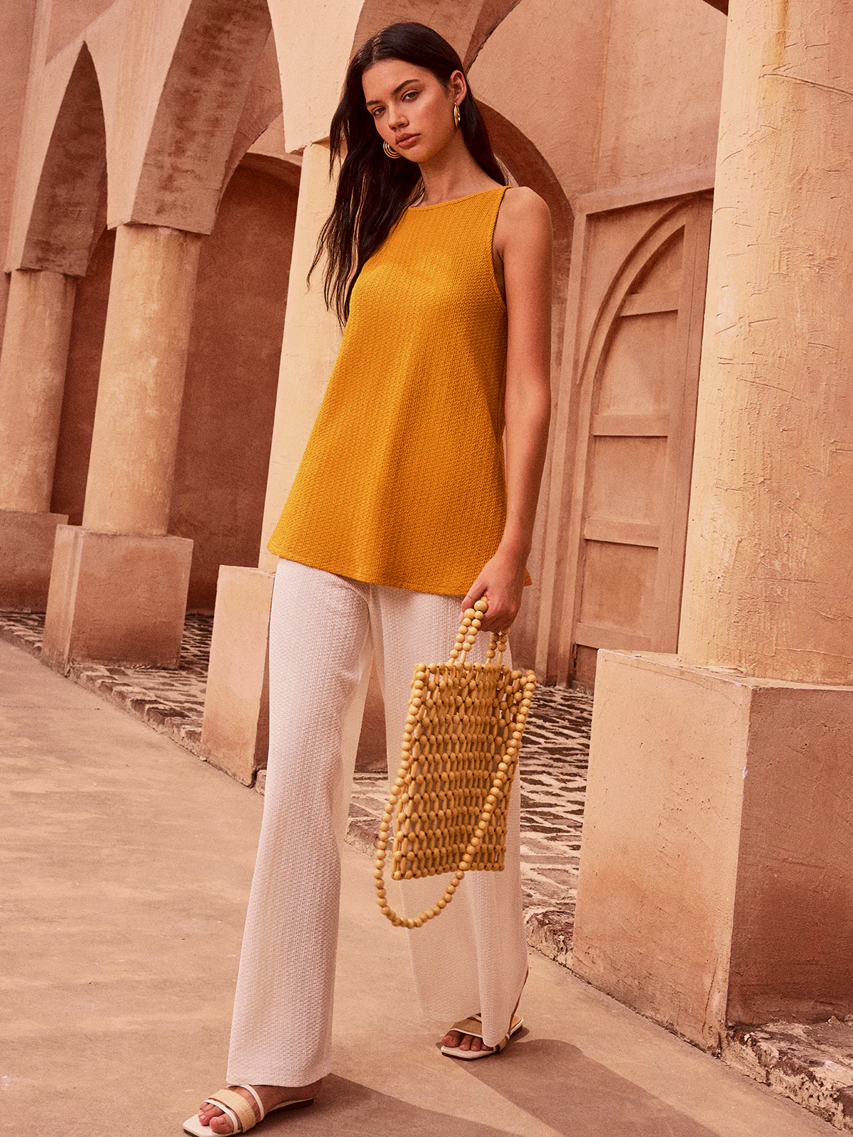 Textured Tie-Back Tank Top - Takermore