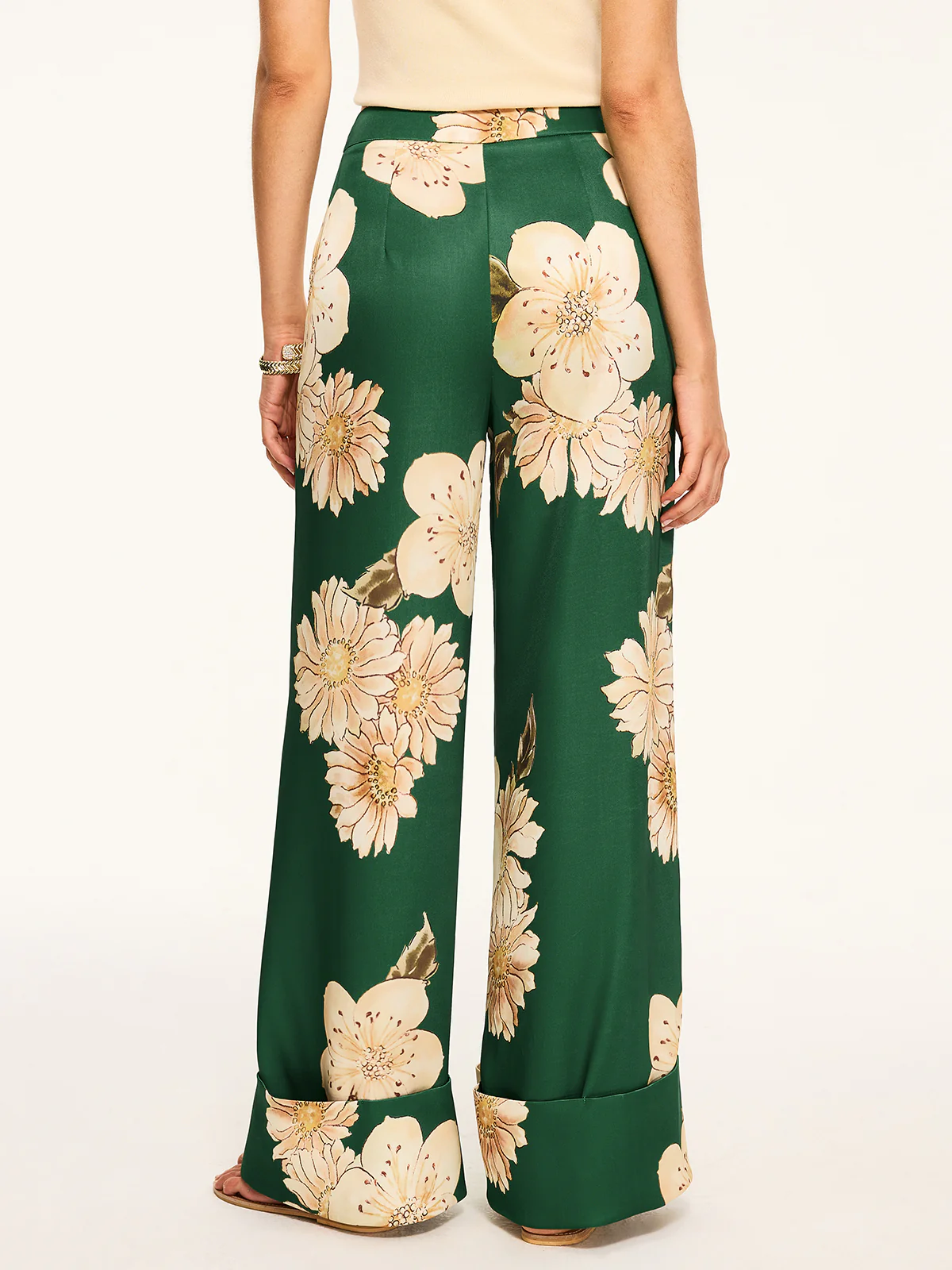 Floral Print Wide-Leg Pants - Takermore